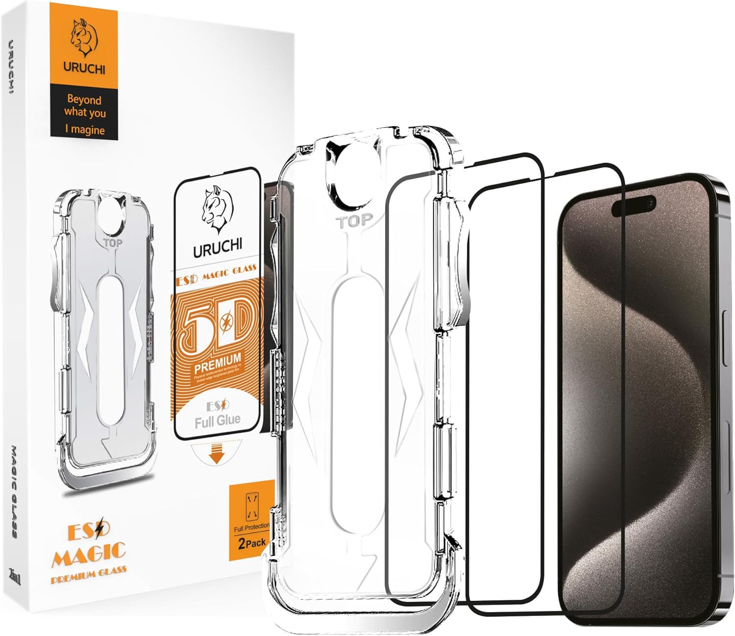 2 Pack Tempered Glass Screen Protector for iPhone 15 Pro Max 6.7 inch, Auto Dust Removal Installation, Bubble Free, Dynamic Island Compatible, HD Transparent, Easy Installation