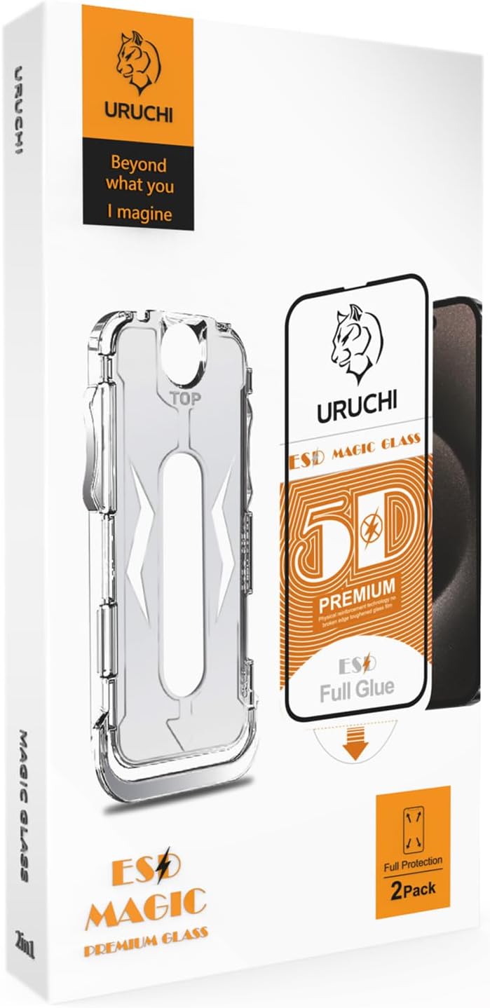 2 Pack Tempered Glass Screen Protector for iPhone 15 Pro Max 6.7 inch, Auto Dust Removal Installation, Bubble Free, Dynamic Island Compatible, HD Transparent, Easy Installation