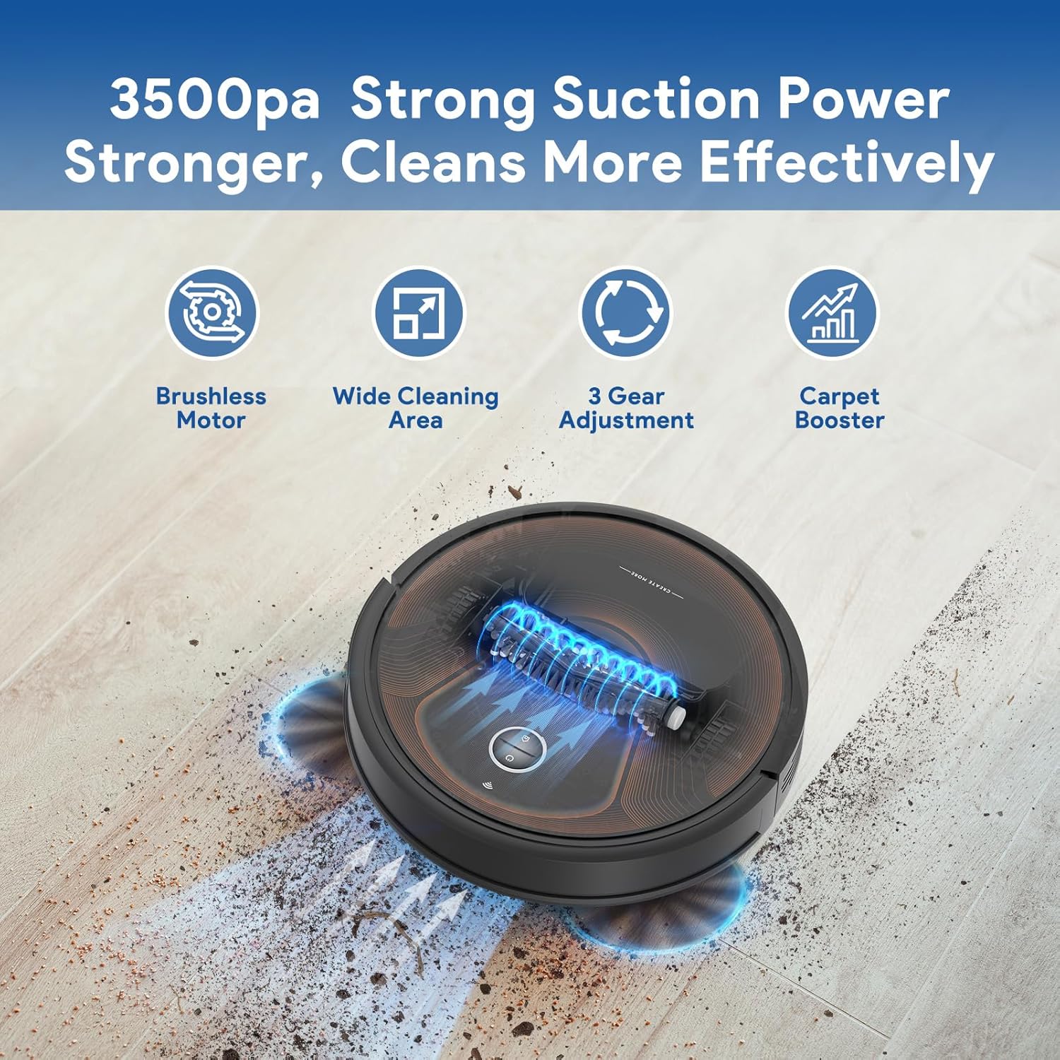 Bagotte Robot Vacuum and Mop Combo with Self-Emptying,3500Pa Super Suction,4-in-1 Robot Vacuum Cleaner for 30 Days of Cleaning,Compatible with Alexa,Ideal for Pet Hair Floor Carpet