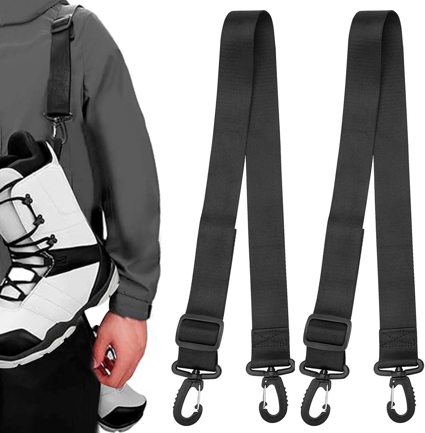2 Stück Trageriemen für Ski- und Snowboardschuhe, Snowboard-Schultergurt, Ski- und Snowboardschuh-Schulterschlaufe, Rollschuhleine, Skiclips zum Zusammenhalten von Skiern für Damen und Herren