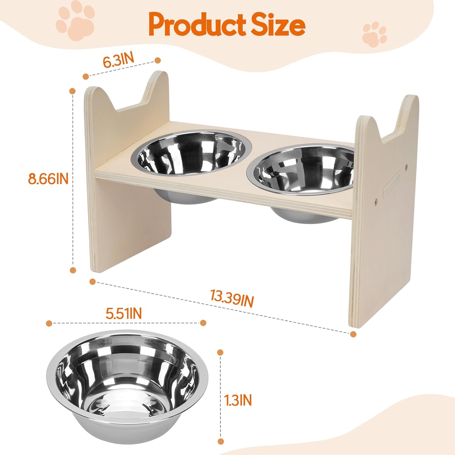 Elevated Cat Bowls with 2 Stainless Steel Cat Food Bowls for Large MediumSmall Cat Bowl Holder Cat Bowl Stand with Non-Slip Mat, 10° Inclination Raised Cat Bowls for Puppies Pet · v6