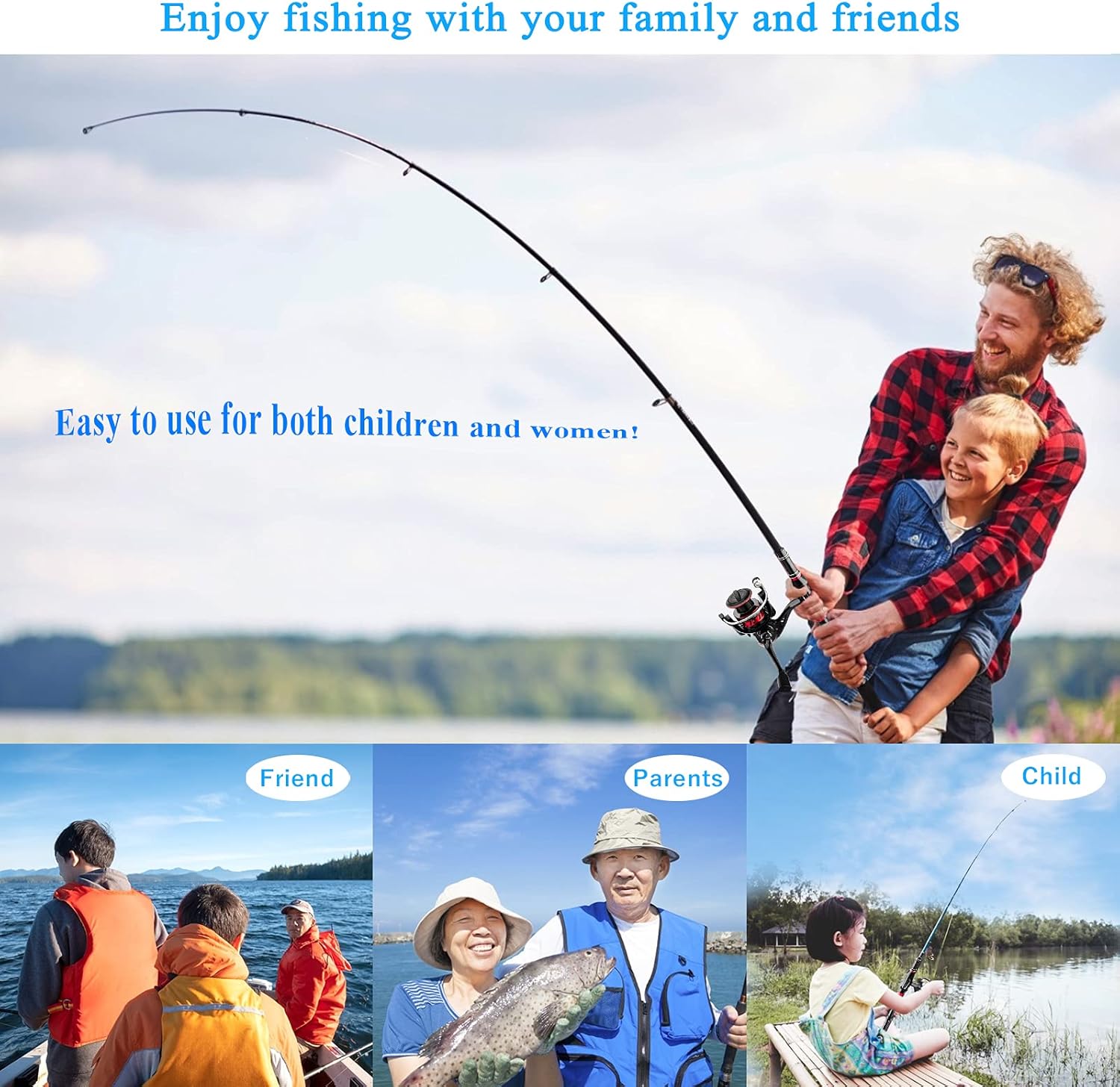 Fishing Rod and Reel Combos, 2PCS 2.1m/6.89ft Fishing Pole Combo Set, Carbon Fiber Telescopic Fishing Rod Kit with Spinning Reels, Fishing Line, Lures, Hooks and Carrier Bag for Youth Adults Beginner · v2