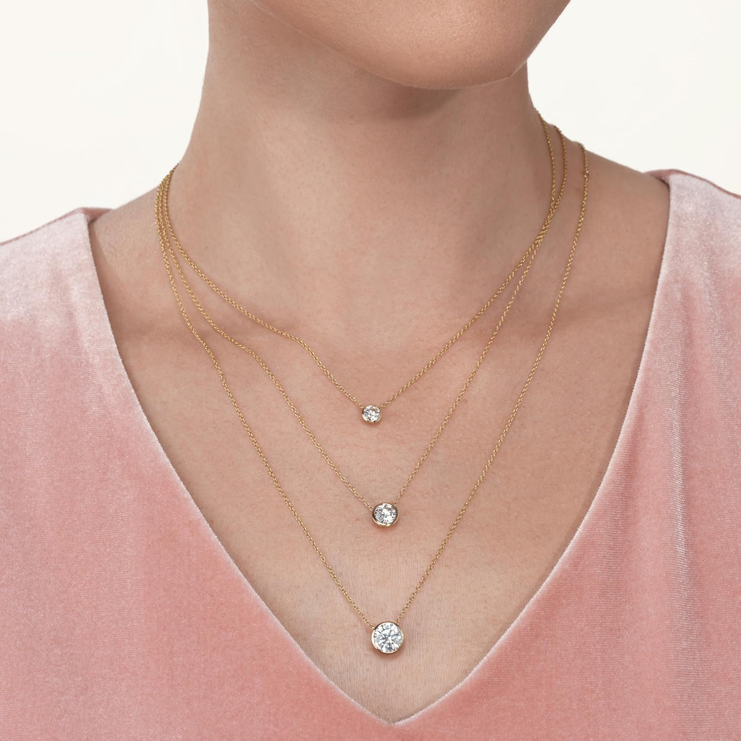 IGI Certified 1/4 to 3 Carat Lab Grown Diamond Round Solitaire Pendant Necklace for Women I 14k Gold Necklace (G-H, VS1-VS2, cttw) I 16 to 18 Inch adjustable Long Chain Necklace · v6