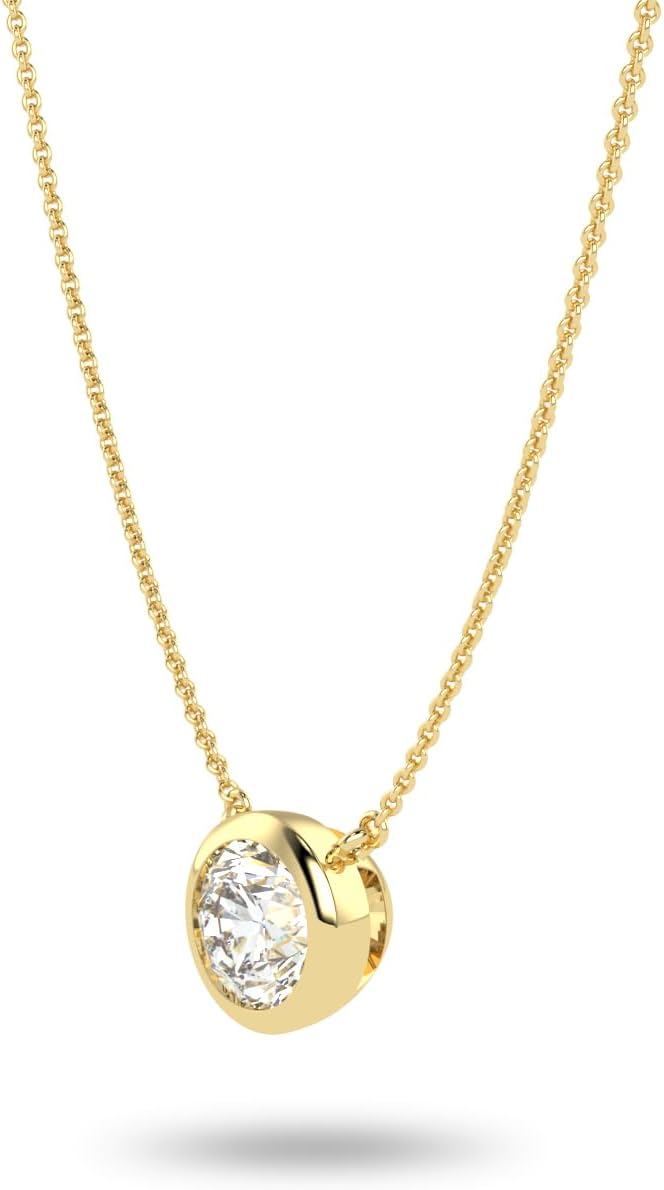 IGI Certified 1/4 to 3 Carat Lab Grown Diamond Round Solitaire Pendant Necklace for Women I 14k Gold Necklace (G-H, VS1-VS2, cttw) I 16 to 18 Inch adjustable Long Chain Necklace · v6