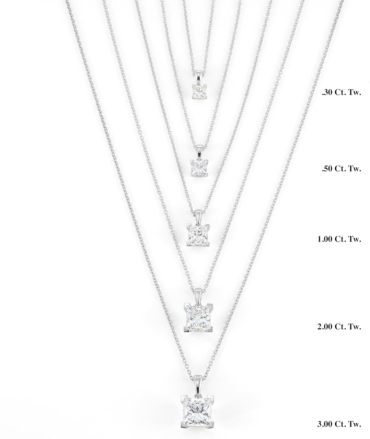 Collana con ciondolo solitario quadrato con diamante coltivato in laboratorio da 1/4 a 3 carati certificata IGI da 1/4 a 3 carati I collana in oro 14 carati (G-H, VS1-VS2, cttw) Collana a catena regolabile da 16-18 pollici