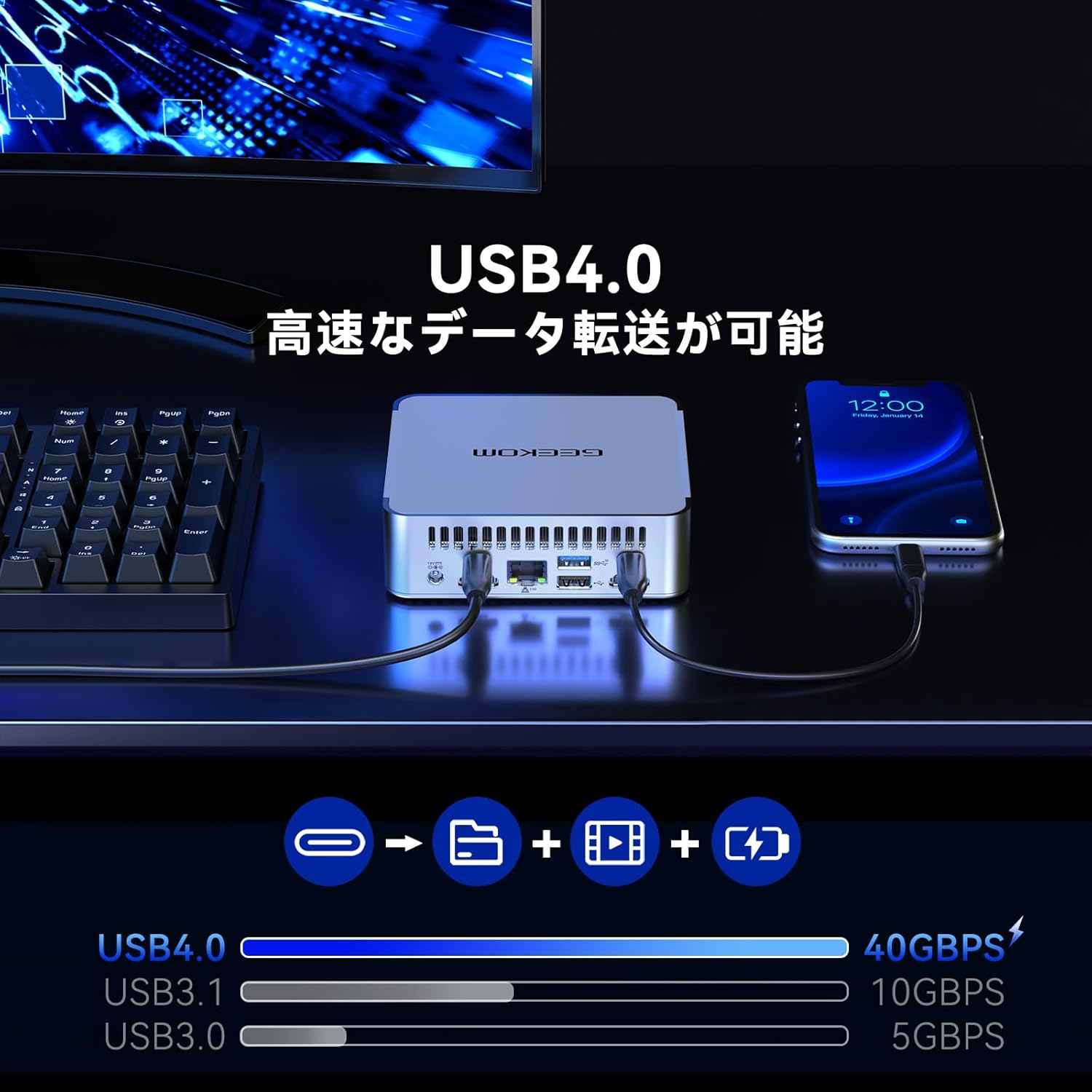 GEEKOM Mini PC XT13 Pro, 13th Gen Intel i9-13900H Mini Computers(14 C/20T, Up to 5.4GHz) 32GB DDR4/2TB PCIe Gen 4 SSD Windows 11 Pro Support Wi-Fi 6E/Bluetooth 5.2/USB 4.0/2.5G LAN/8K/Quad Displays · v5