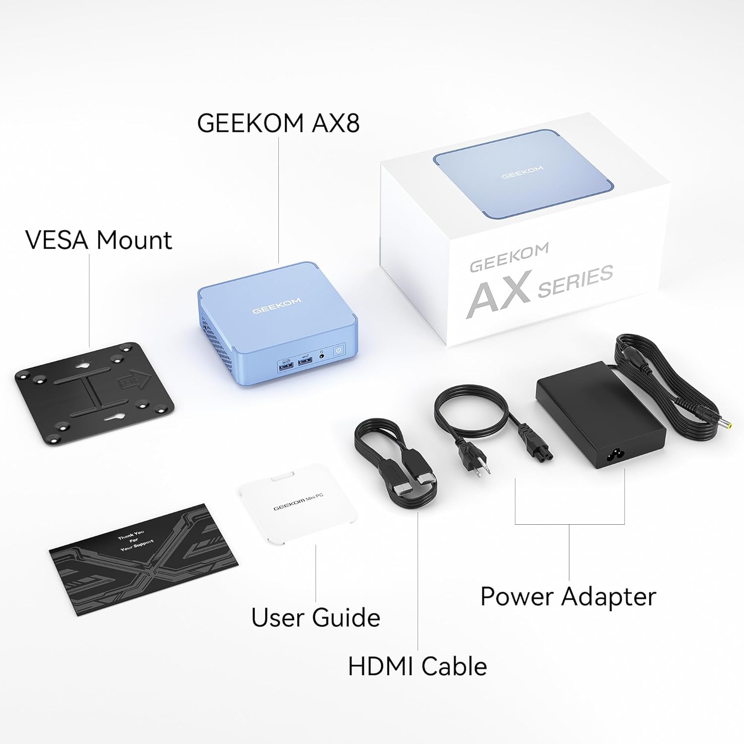 Mini PC GEEKOM AX8 Pro Ai, mini computer AMD Ryzen R9-8945HS (8C/16T, fino a 5,2 GHz), RAM DDR5 5600 Mhz da 32 GB, SSD PCIe Gen 4 da 2 TB, mini desktop Windows 11 Pro, AMD Radeon 780M /WiFi 6E/BT5.2/2.5G LAN