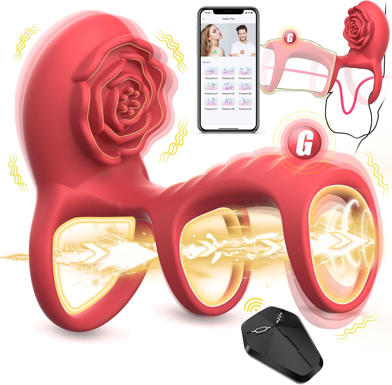 Vibrierender Penisring Rose Sexspielzeug für Erwachsene mit G-Punkt-Stimulation der Klitoris, Vergnügen, Penisring, Vibrator, Sexspielzeug für Paare, Sexspielzeug für Männer, Frauen, Erektion, Fernbedienung, 9 Vibrationen, weibliches männliches Sexspielzeug