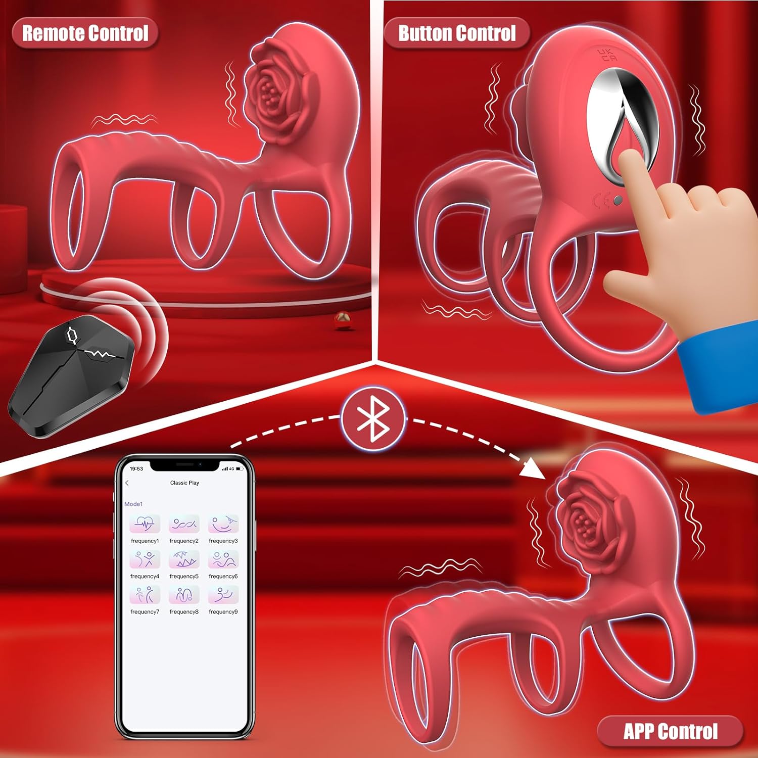 Vibrierender Penisring Rose Sexspielzeug für Erwachsene mit G-Punkt-Stimulation der Klitoris, Vergnügen, Penisring, Vibrator, Sexspielzeug für Paare, Sexspielzeug für Männer, Frauen, Erektion, Fernbedienung, 9 Vibrationen, weibliches männliches Sexspielzeug