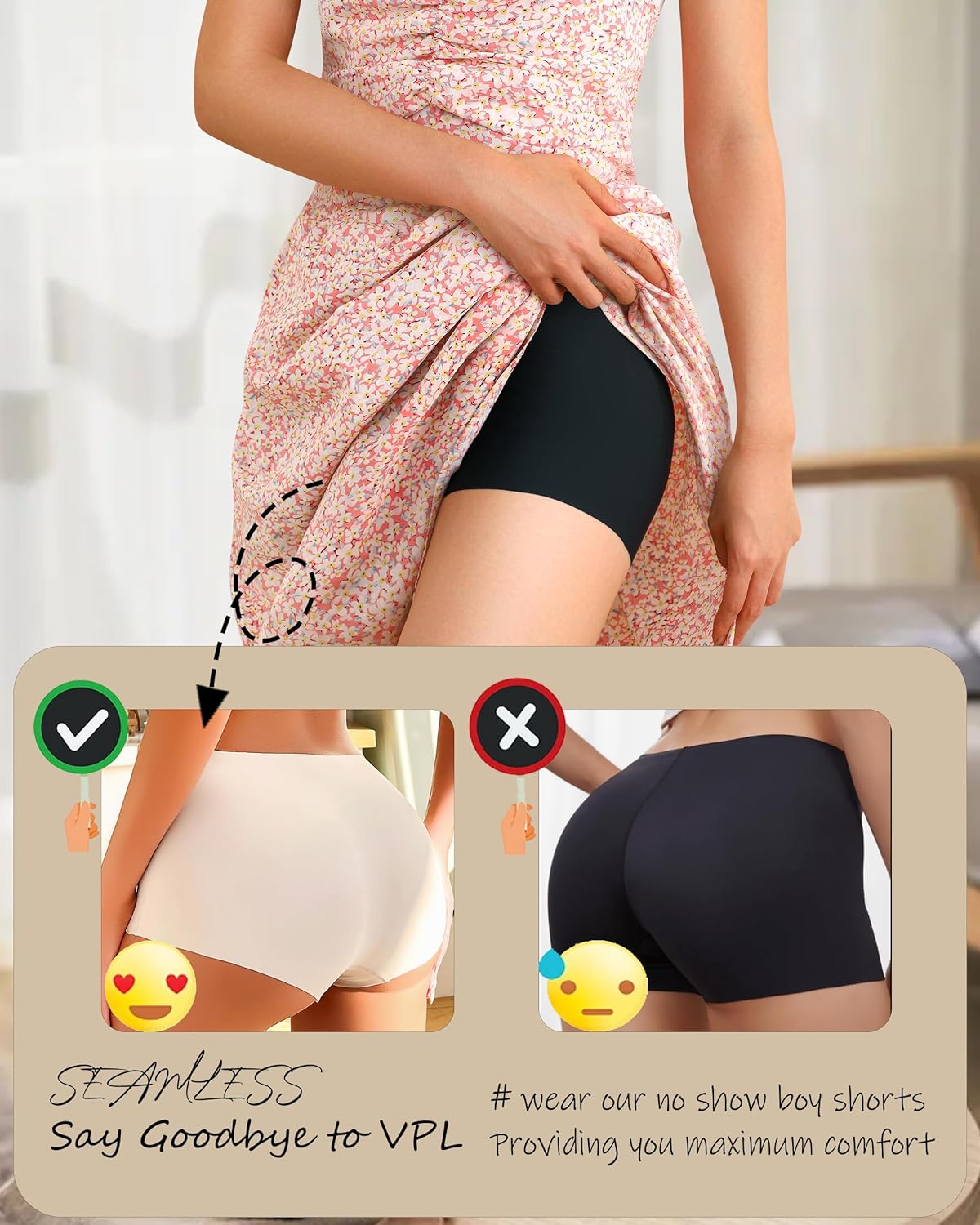 CUTE BYTE Womens Seamless Boy Shorts Underwear Soft Stretch No Show Boxer Shorts Briefs Panties for Ladies 4 Packs