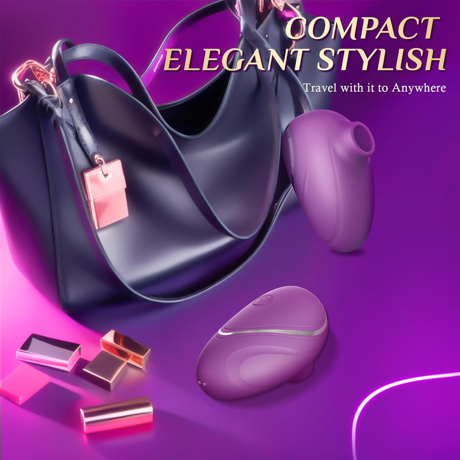 Sucking Vibrator Women Sex Toy - Rose Stimulator Clitoris Vibrator, Wide Opening Sucker Nipple Toys for Pleasure, Clitoral Suction Vibrator with 6 Modes, Mini Vibrator Female Couples Sex Toy, Lavender · v4