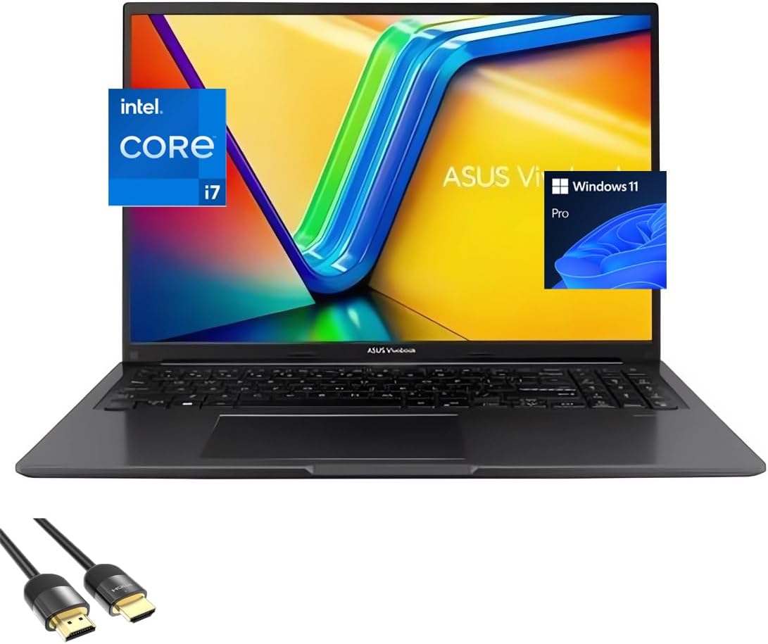 ASUS Vivobook 16 Laptop, 16” WUXGA Micro-Edge Display, 12th Gen Intel 10-Cores i7-1255U (Up to 4.7GHz), 40GB RAM, 2TB NVMe SSD, Webcam, 180° Lay-Flat, Keypad, HDMI, USB-C, PDG HDMI, Win 11 Pro, Black · v3