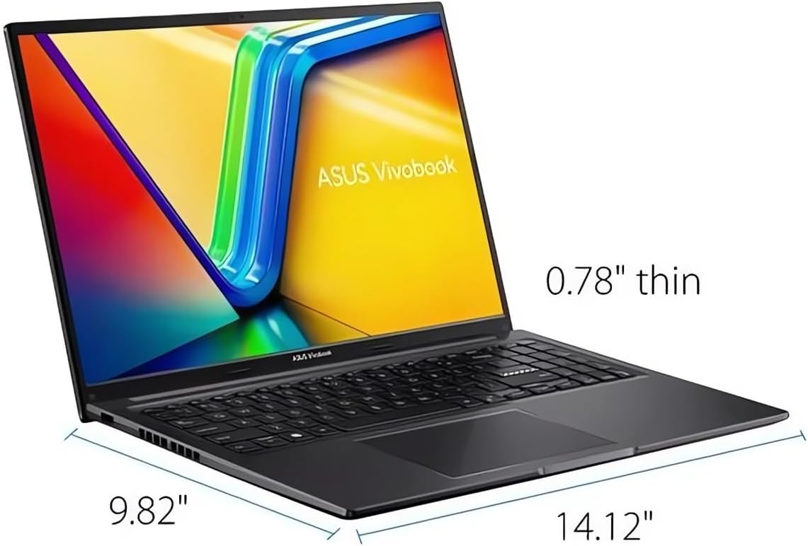 Máy tính xách tay ASUS Vivobook 16, Màn hình Micro-Edge WUXGA 16” , Bộ vi xử lý Intel 10 nhân i7-1255U thế hệ thứ 12 (Tối đa 4,7 GHz), RAM 40 GB, SSD NVMe 2 TB, Webcam, Xoay ngang 180°, Bàn phím, HDMI, USB-C, PDG HDMI, Win 11 Pro, Màu đen