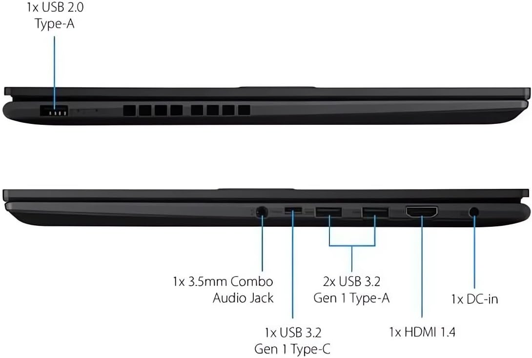 Máy tính xách tay ASUS Vivobook 16, Màn hình Micro-Edge WUXGA 16” , Bộ vi xử lý Intel 10 nhân i7-1255U thế hệ thứ 12 (Tối đa 4,7 GHz), RAM 40 GB, SSD NVMe 2 TB, Webcam, Xoay ngang 180°, Bàn phím, HDMI, USB-C, PDG HDMI, Win 11 Pro, Màu đen