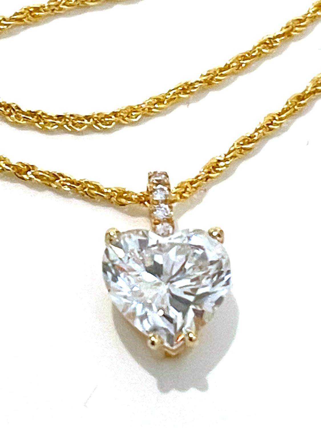 18k SOLID Gold LUXURY WOMENS DAY gift for her 8mm Diamond Necklace Pendant 1.5 carat HEART SOLITAIRE DIAMOND Heart Diamond Necklace YELLOW GOLD HANDMADE Jewellery for women Anniversary Christmas gift · v2