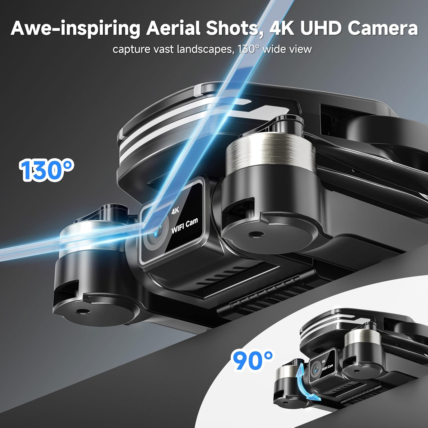 Drones with Camera for Adults 4K Brushless Motor Drone for Kids Beginners, FPV Foldable RC Quadcopter with Propeller Guards, 2 Batteries, 1500mAh, 130° Lens, WiFi, Voice Control, Gesture Photography, Gift Toys for Men Boys · v4