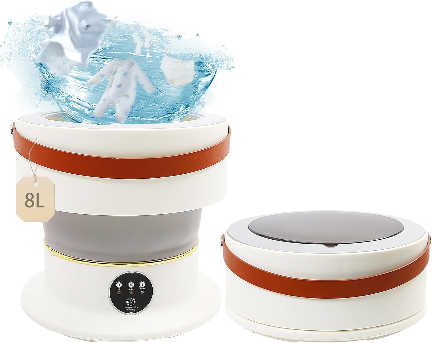 Portable Dryers for Laundry 8L Folding Mini Washer Washing Machine Mini Laundry Machine Ideal for Travel Cleaning Kit, Baby Clothes, Underwear Small Items or Apartment