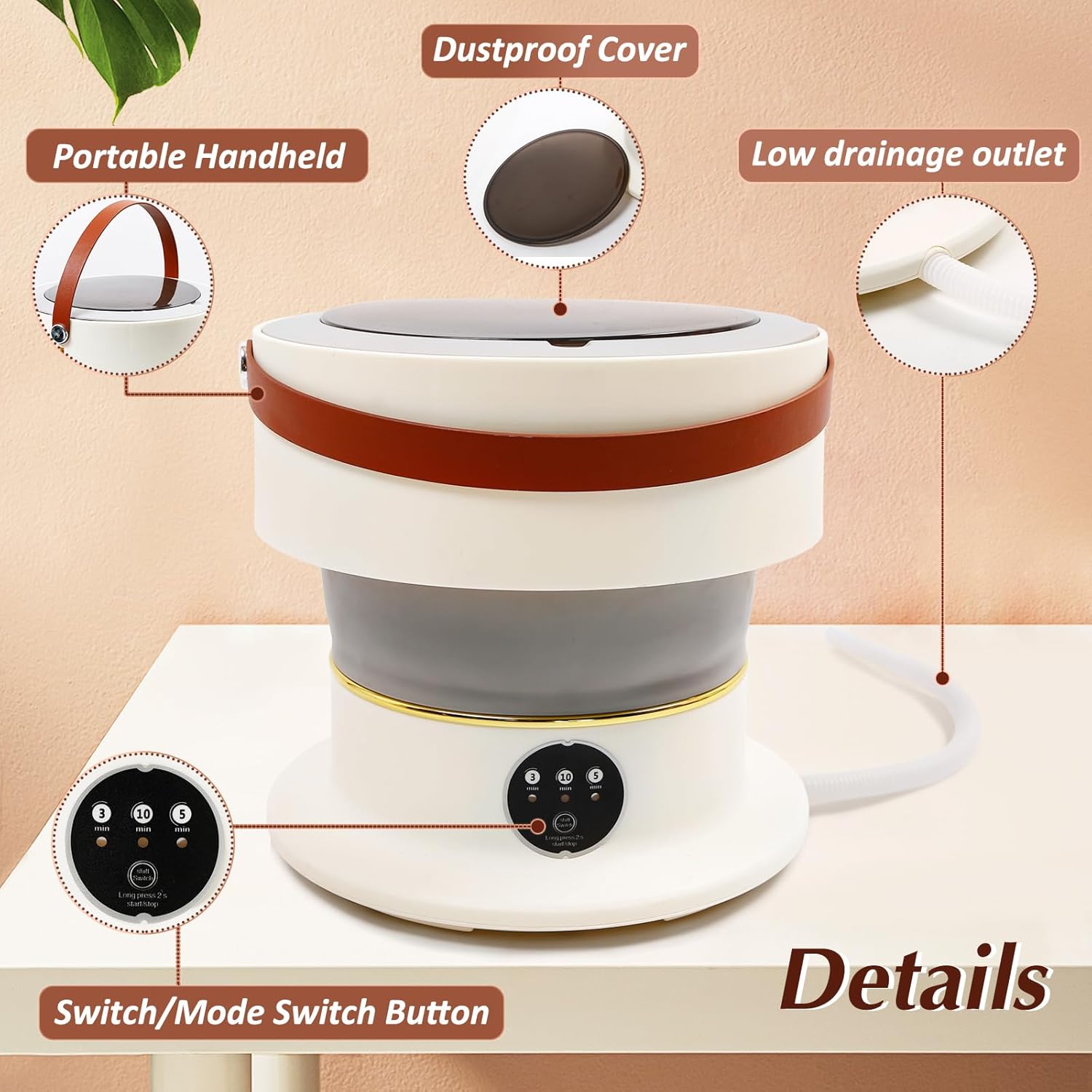 Portable Dryers for Laundry 8L Folding Mini Washer Washing Machine Mini Laundry Machine Ideal for Travel Cleaning Kit, Baby Clothes, Underwear Small Items or Apartment · v10