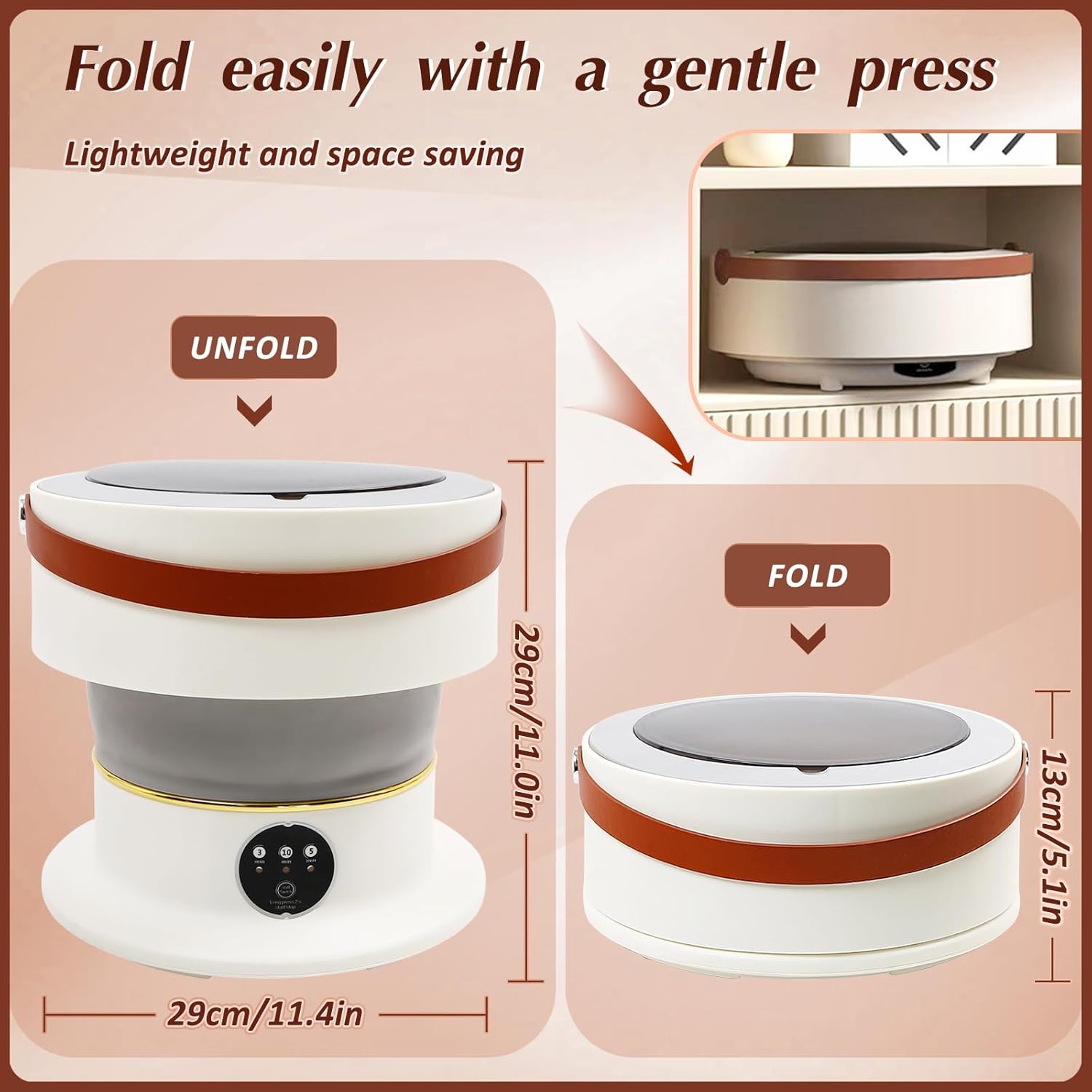 Portable Dryers for Laundry 8L Folding Mini Washer Washing Machine Mini Laundry Machine Ideal for Travel Cleaning Kit, Baby Clothes, Underwear Small Items or Apartment · v10