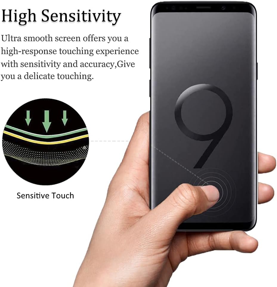 Protecteur d'écran pour Galaxy S9, lot de 2 films de protection d'écran en verre trempé【Lot de 2】Lot de 2 protecteurs d'objectif pour appareil photo, verre 3D, dureté 9H, protecteur d'écran en verre trempé pour Samsung Galaxy S9