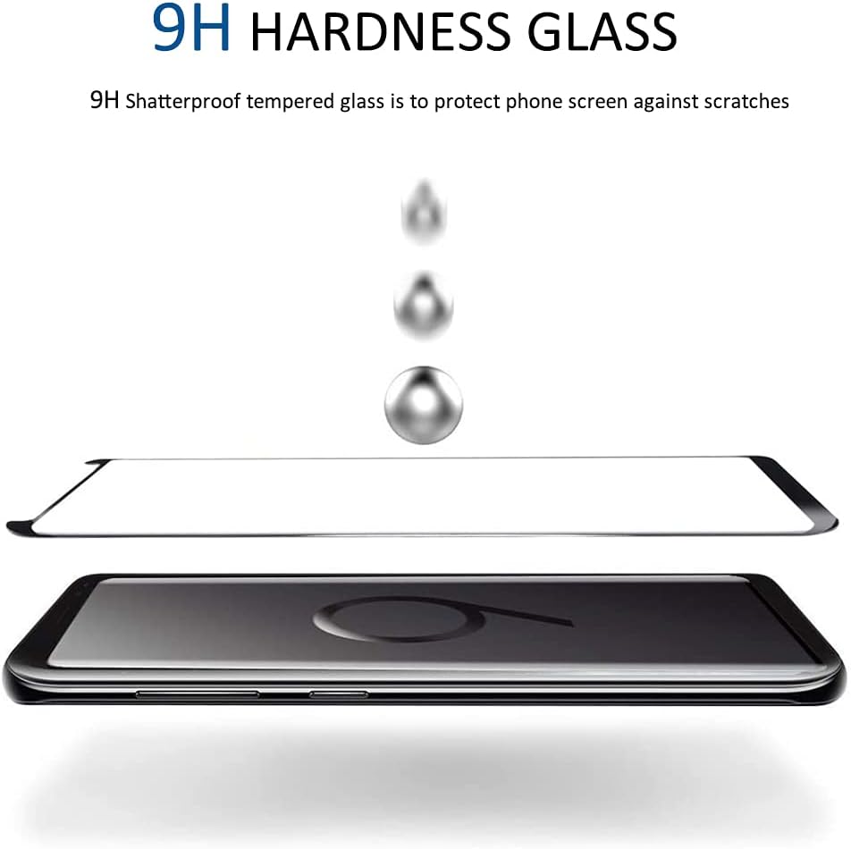 Protecteur d'écran pour Galaxy S9, lot de 2 films de protection d'écran en verre trempé【Lot de 2】Lot de 2 protecteurs d'objectif pour appareil photo, verre 3D, dureté 9H, protecteur d'écran en verre trempé pour Samsung Galaxy S9