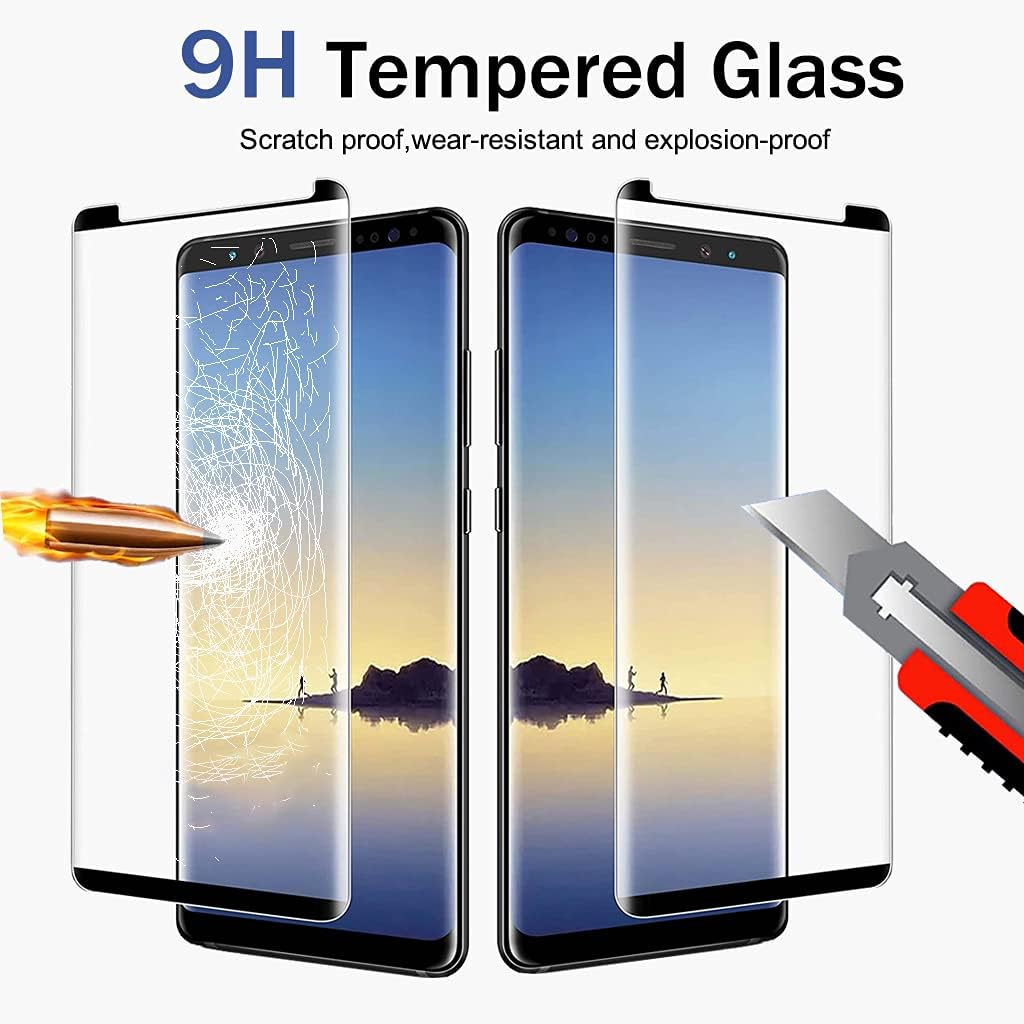 Galaxy Note 8 Screen Protector, 2 Pack Tempered Glass Screen Protector, 2 Pack Camera Lens Protector, 3D Glass 9H Hardness Tempered Glass Screen Protector for Samsung Galaxy Note 8 【2 2 Pack】
