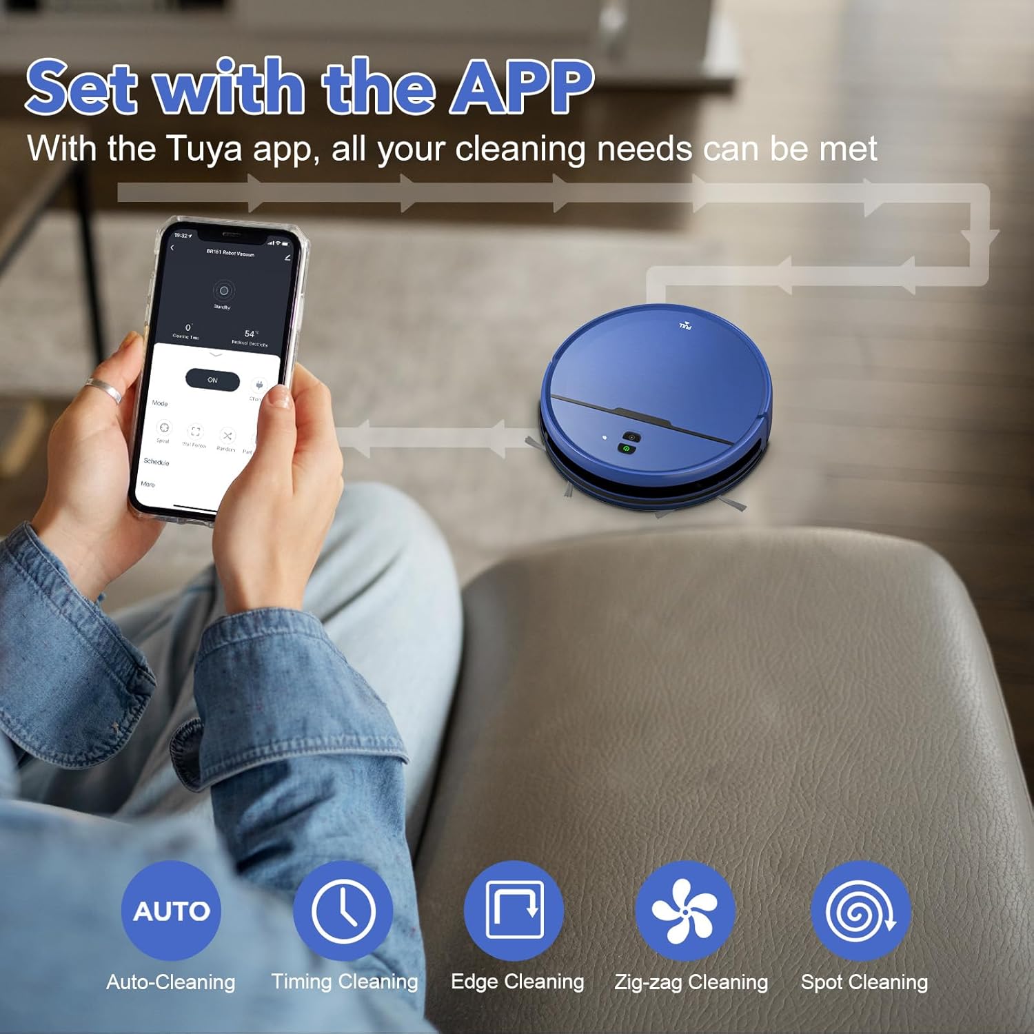 2-in-1-Wisch- und Staubsaugroboter, Kombination aus Saugroboter und Wischmopp, kompatibel mit WiFi/App, Roboter-Staubsauger, selbstladend, schlank, ideal für Familien mit Haustieren, harter Boden, Haare, niedrigfloriger Teppich