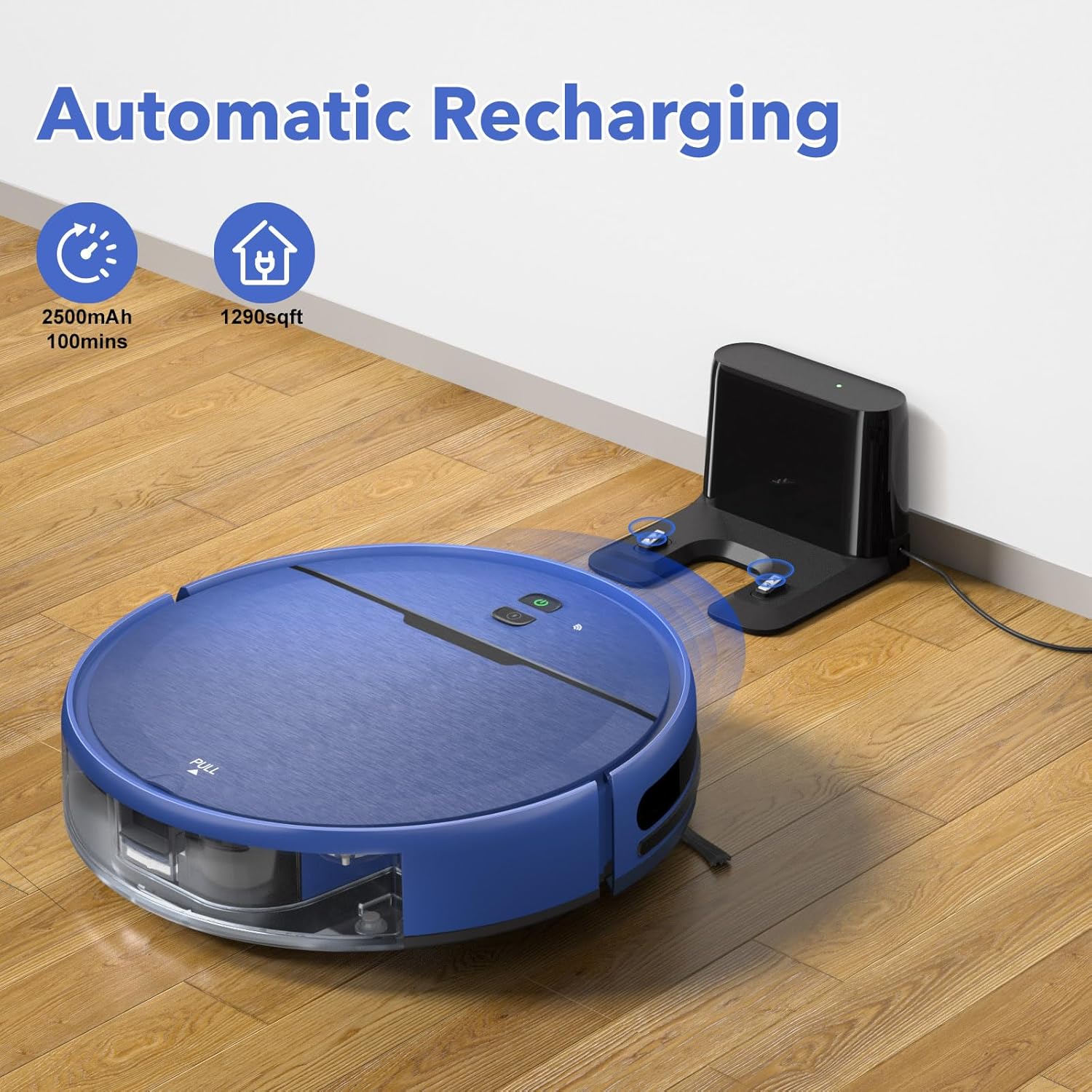 2-in-1-Wisch- und Staubsaugroboter, Kombination aus Saugroboter und Wischmopp, kompatibel mit WiFi/App, Roboter-Staubsauger, selbstladend, schlank, ideal für Familien mit Haustieren, harter Boden, Haare, niedrigfloriger Teppich