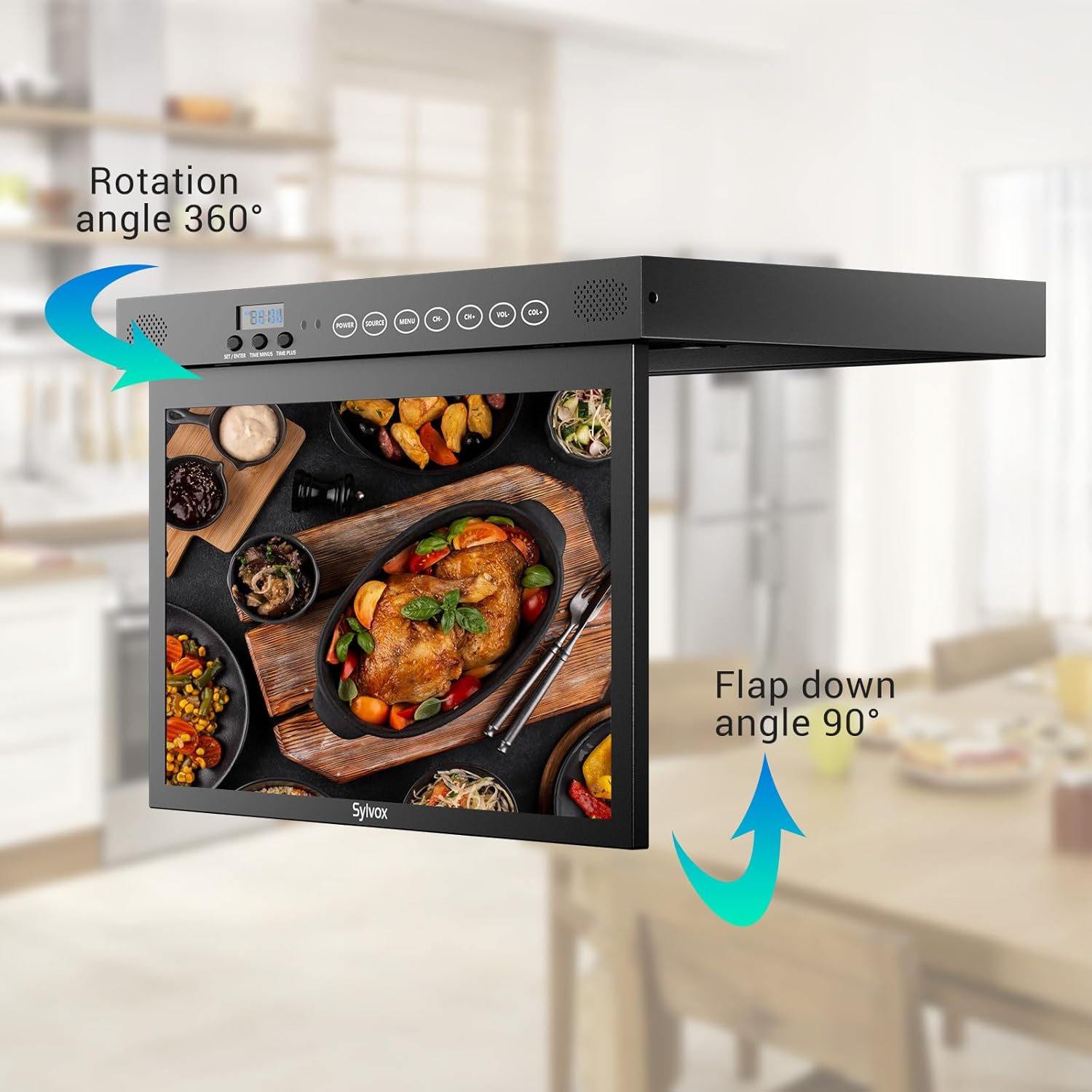 SYLVOX キッチンテレビ、15.6インチキャビネット下テレビ、キッチン用テレビ、スマートテレビ内蔵APPストア、WiFi Bluetooth対応、RVキャンピングカー、寝室、ボート用1080P小型テレビ