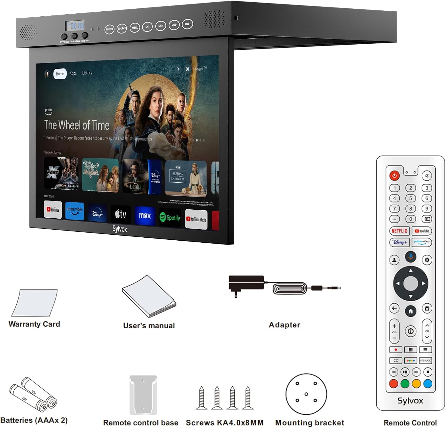 SYLVOX キッチンテレビ、15.6インチキャビネット下テレビ、キッチン用テレビ、スマートテレビ内蔵APPストア、WiFi Bluetooth対応、RVキャンピングカー、寝室、ボート用1080P小型テレビ
