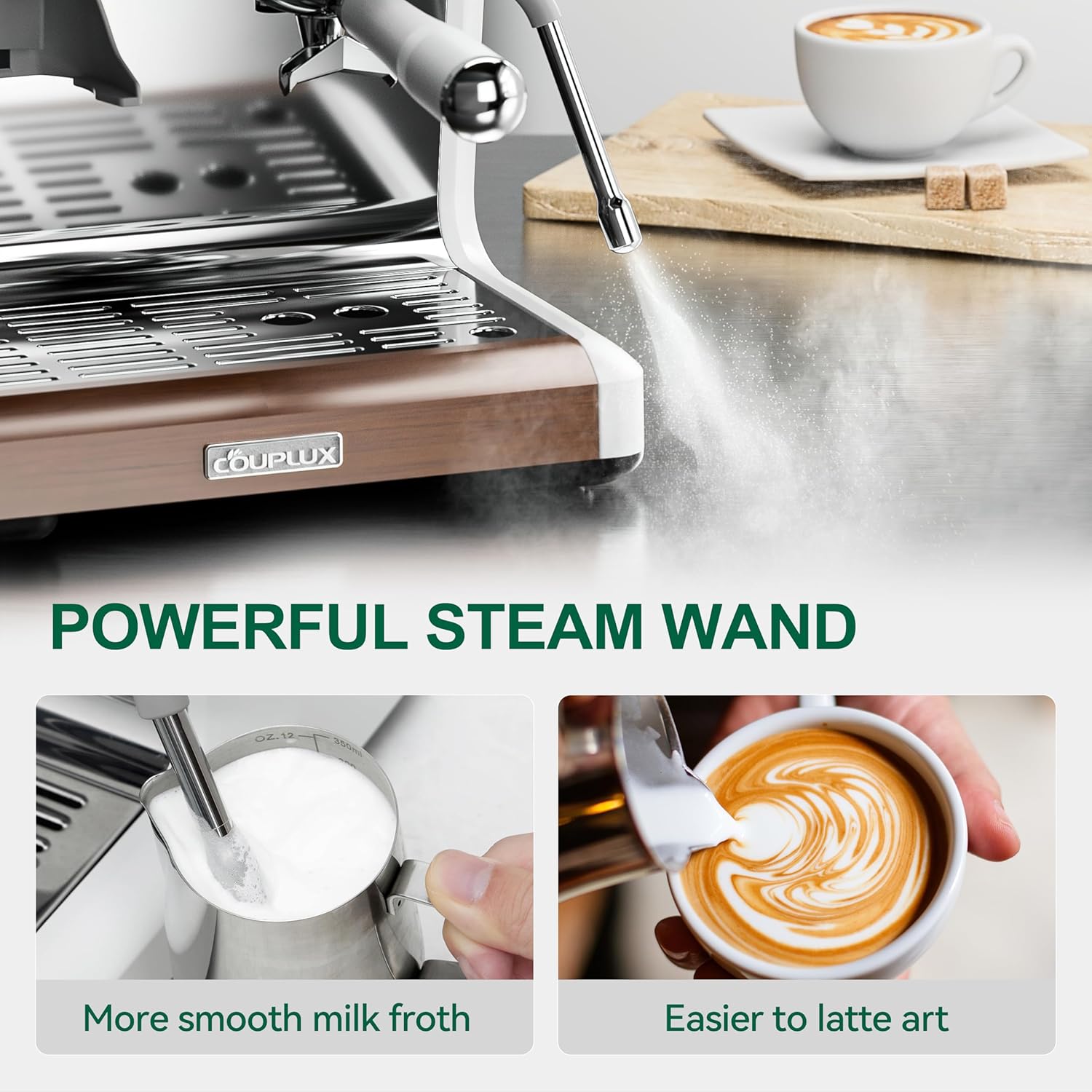 Espresso Machine with Grinder, 20 Bar Espresso Maker All in One Coffee Machine, Cafe Espresso Machine with Milk Frother for Latte Cappuccinos Coffee Maker, 2.8L Water Tank, 58MM Portafilter · v2