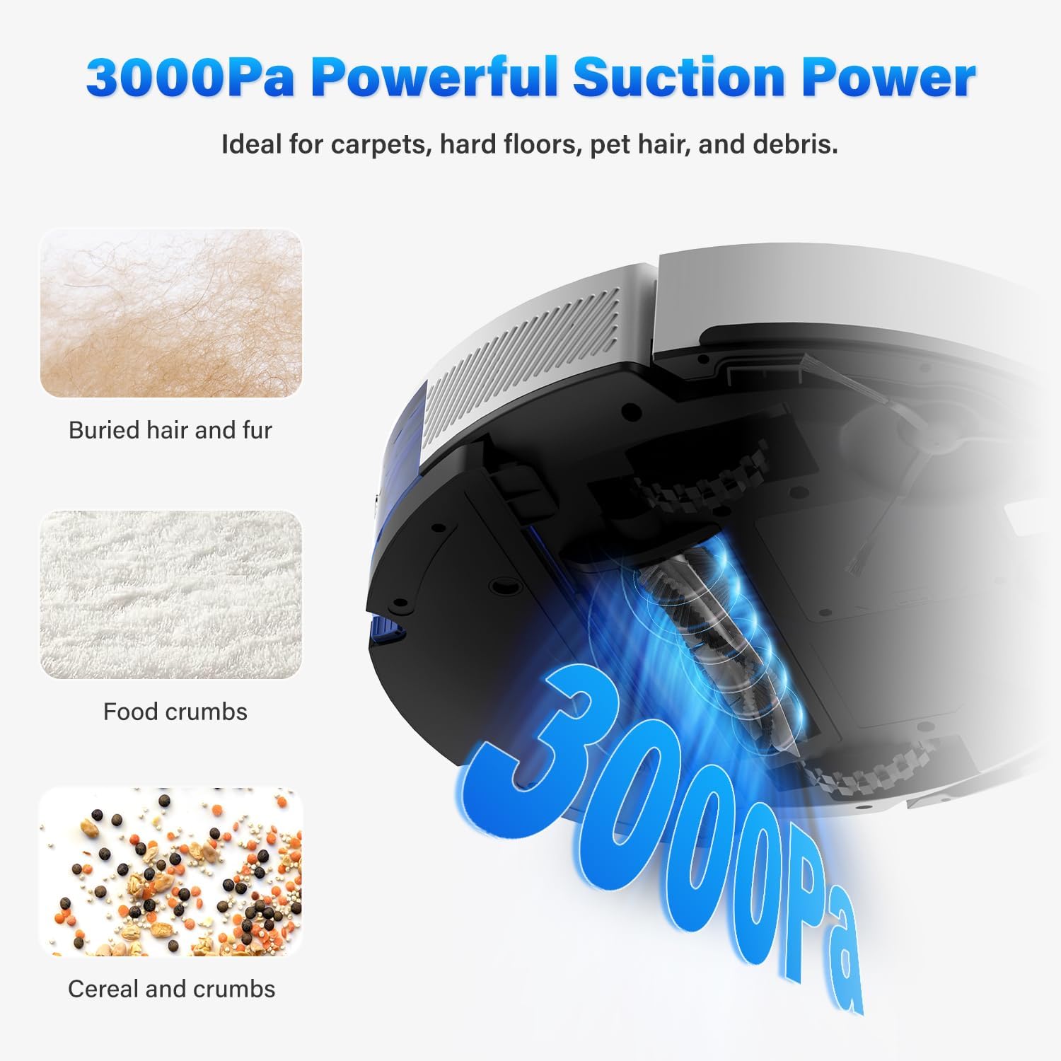 หุ่นยนต์ดูดฝุ่นและถูพื้น Tikom รุ่น L8000 Laser LiDAR Navigation Robotic Vacuum สูงสุด 150 นาที 45dB โซนห้ามเข้า 14 โซน กำแพงเสมือน 20 กำแพง ชาร์จไฟเองได้ ดีสำหรับขนสัตว์เลี้ยง พรม พื้นแข็ง สีขาว