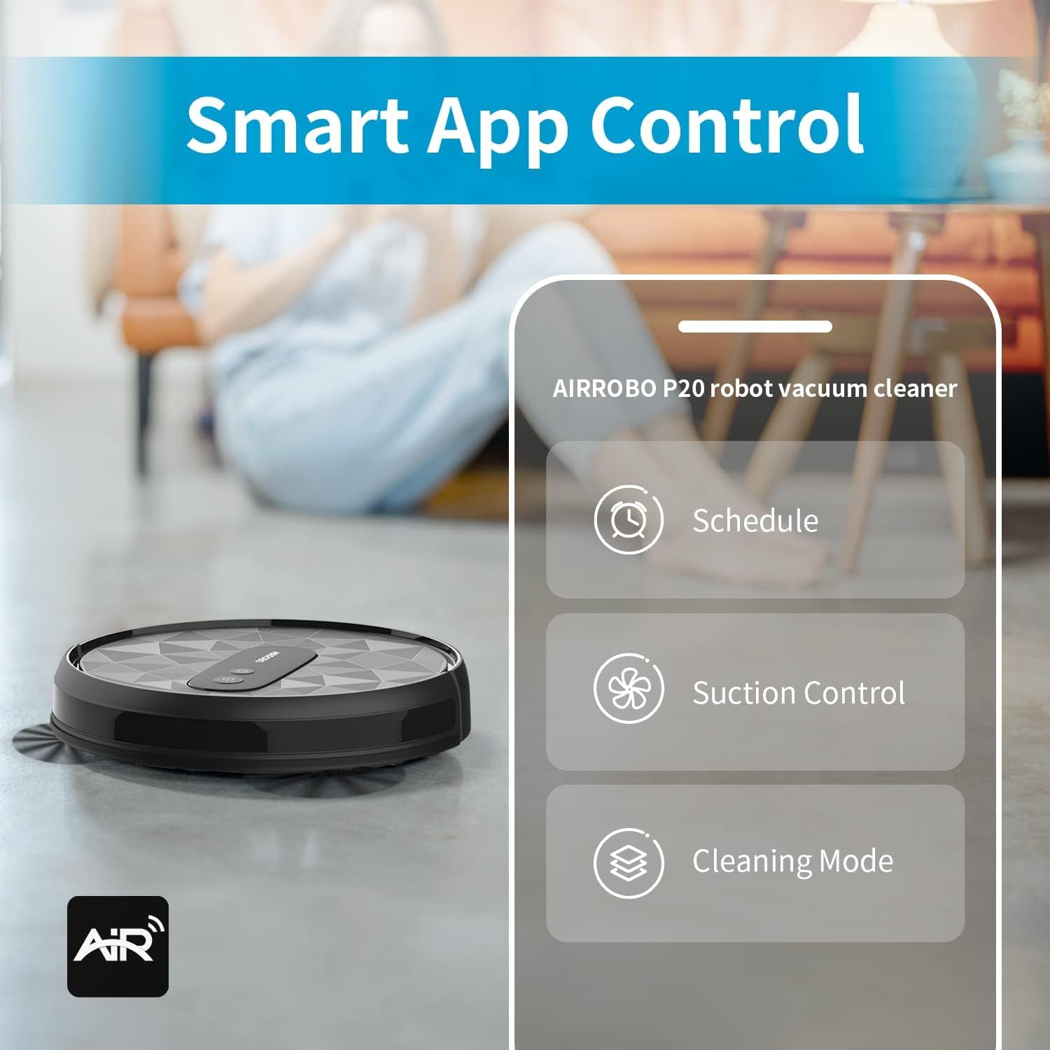 AIRROBO Robot Vacuum Cleaner - Robotic Vacuums with 2800Pa Suction Power, Ideal for Pet Hair, Hard Floors, and Low Carpets - Self-Charging, App Control - 120 Minutes Runtime. · v6