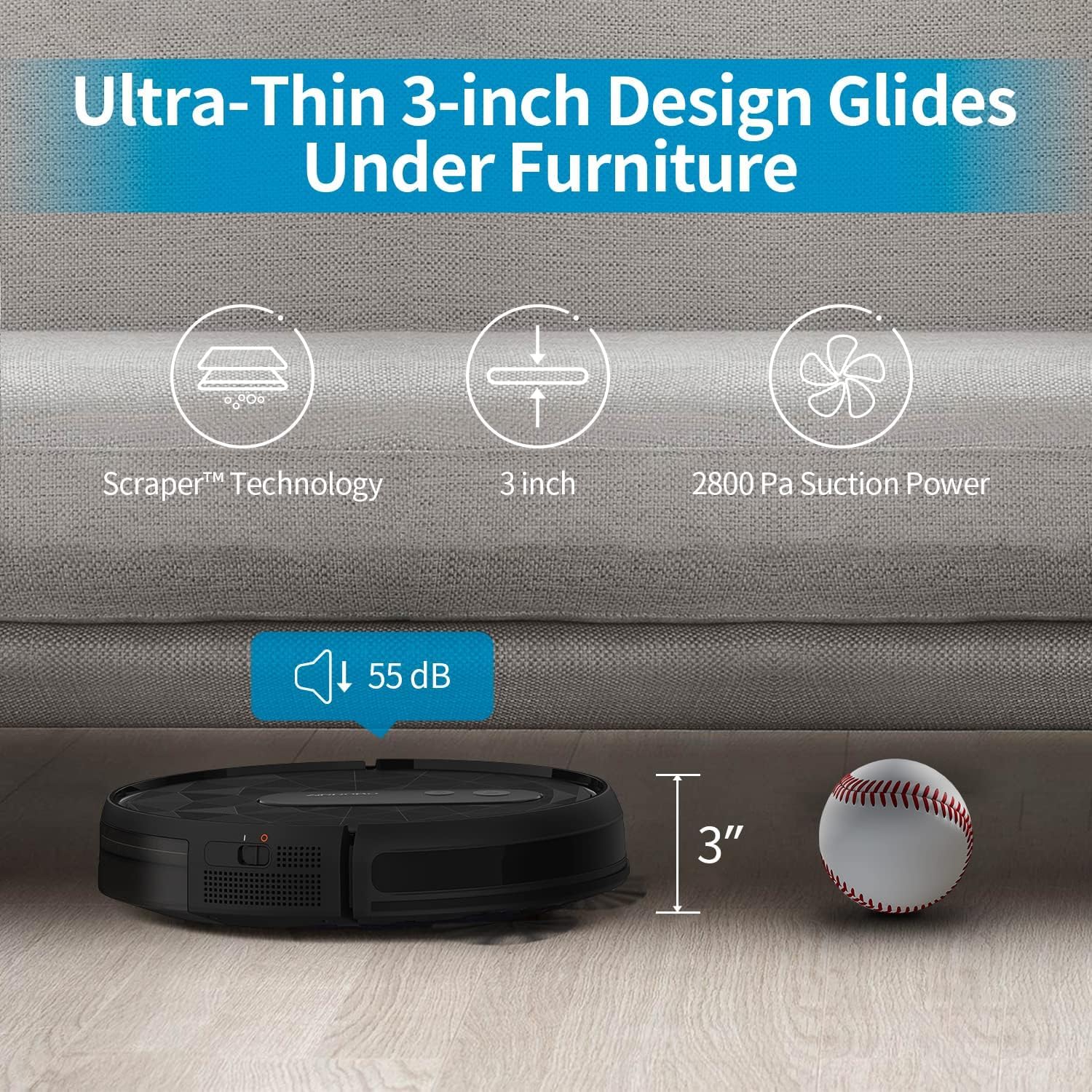 AIRROBO Robot Vacuum Cleaner - Robotic Vacuums with 2800Pa Suction Power, Ideal for Pet Hair, Hard Floors, and Low Carpets - Self-Charging, App Control - 120 Minutes Runtime. · v6