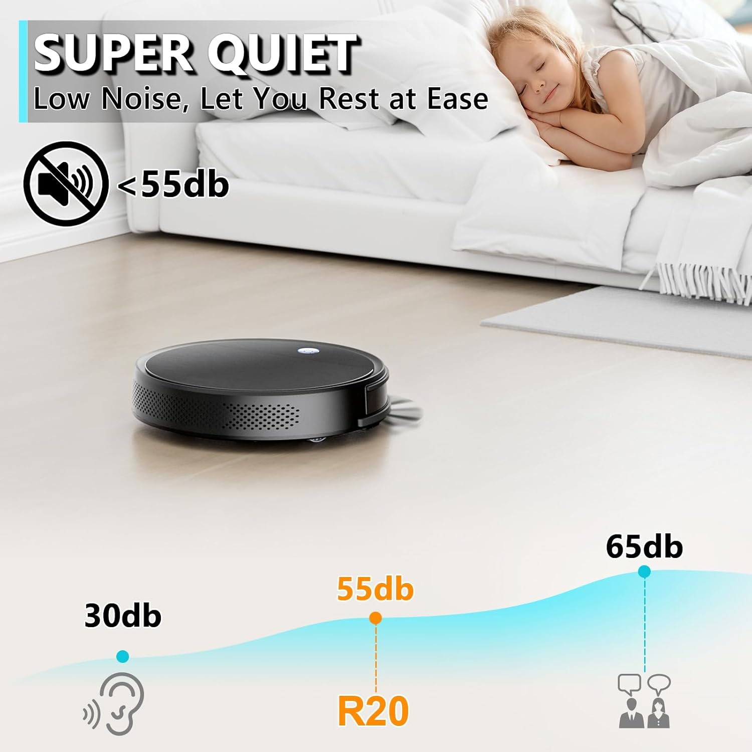 Robot Vacuum Cleaner, 2200Pa Strong Suction, Tangle-Free, Small and Quiet Robot Vacuum, 120 Mins Runtime, Auto Self-Charging Robotic Vacuum Ideal for Low Carpet, Pet Hair, Hard Floors, Black · v2