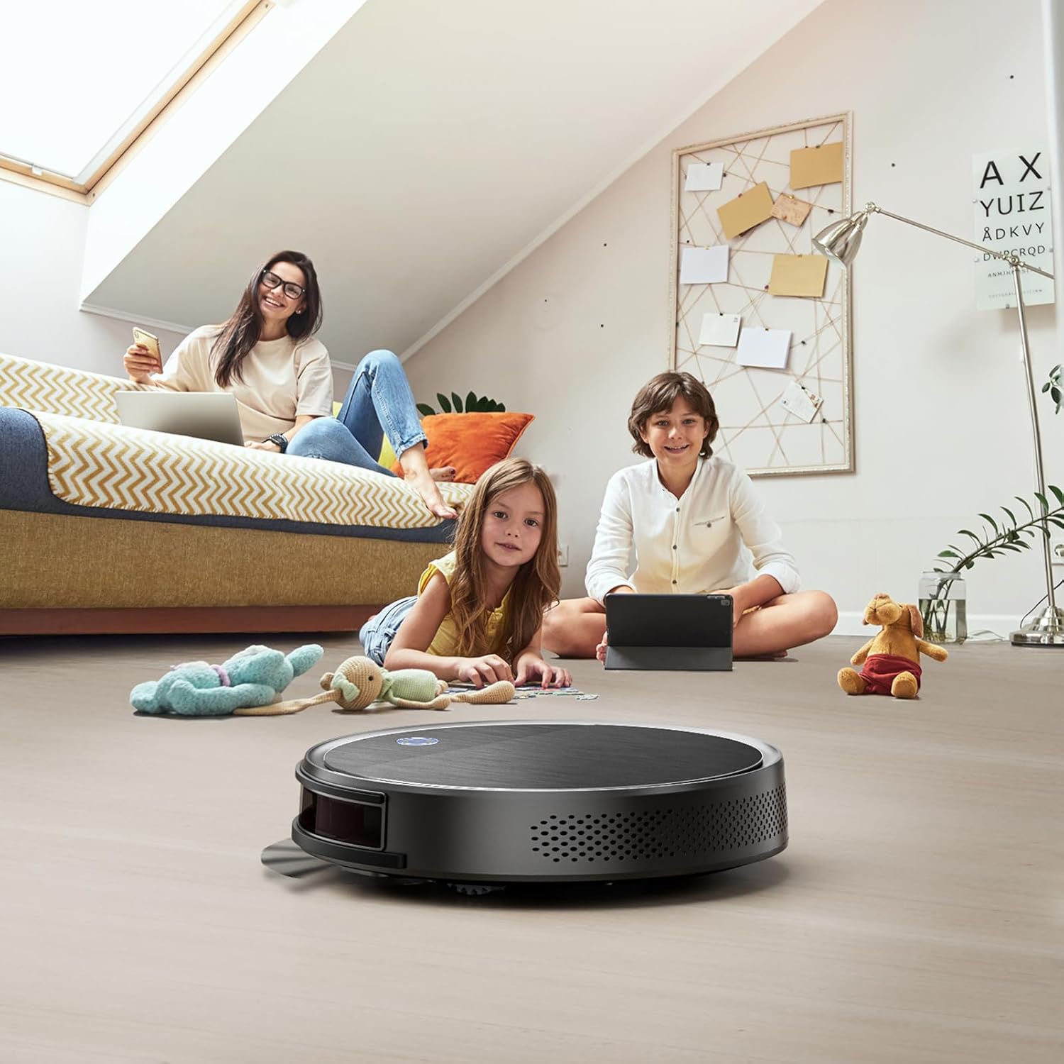 Robot Vacuum Cleaner, 2200Pa Strong Suction, Tangle-Free, Small and Quiet Robot Vacuum, 120 Mins Runtime, Auto Self-Charging Robotic Vacuum Ideal for Low Carpet, Pet Hair, Hard Floors, Black · v2
