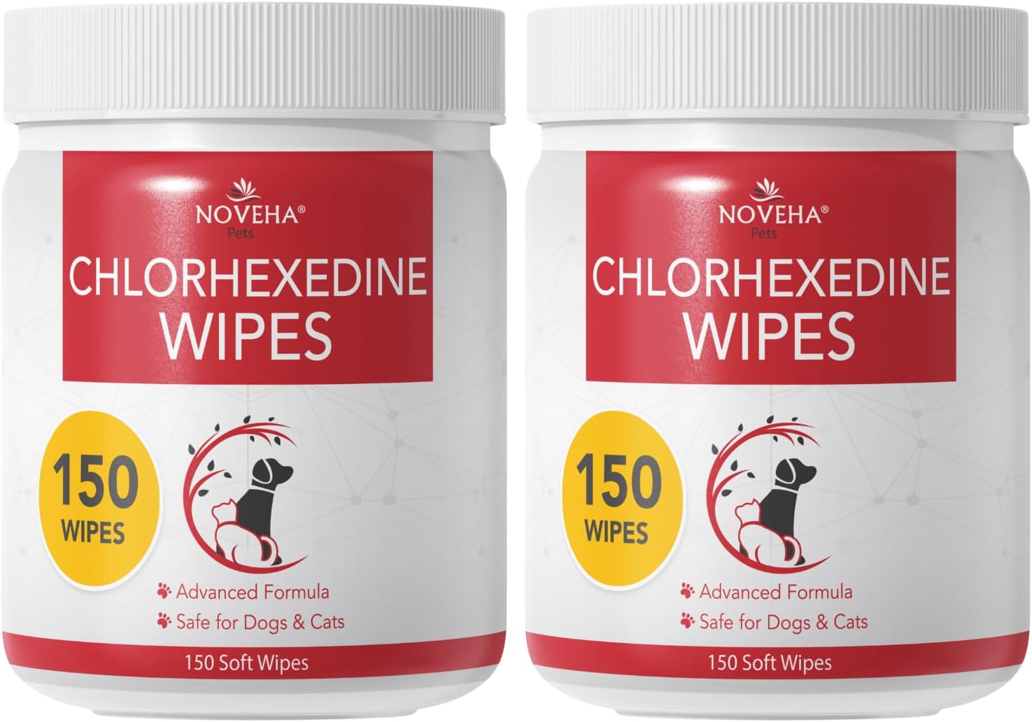 NOVEHA Pet Wipes - Formulated Pet Wipes - for Facial and Finger Folds, Underarms - 3 x 2" Size (300 Counts) · v5