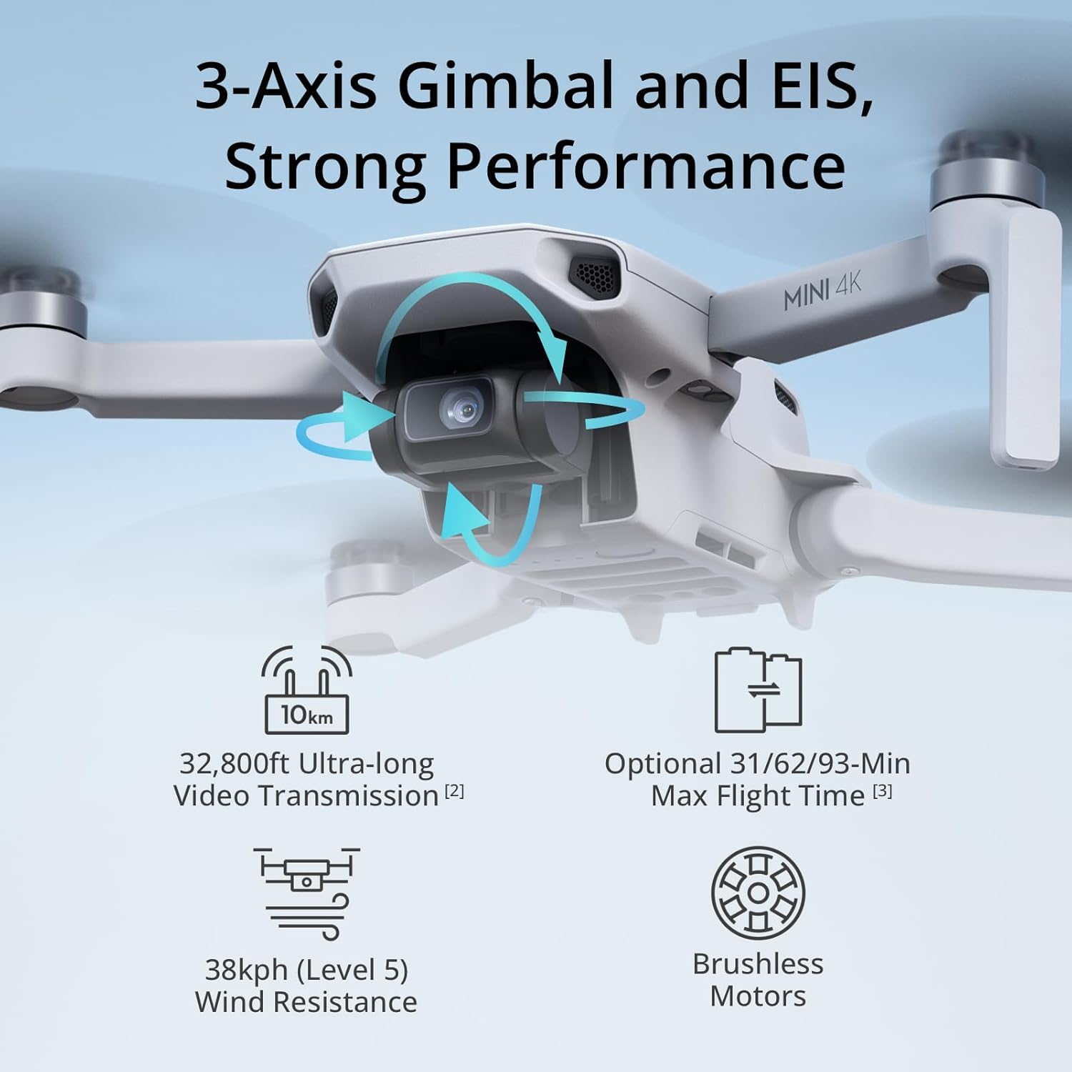 DJI Mini 4K Two-Battery Combo, Drone with 4K UHD Camera for Adults, Under 249 g, 3-Axis Gimbal Stabilization, 10km Video Transmission, Auto Return, 2 Batteries for 62-Min Max Flight Time, QuickShots · v2