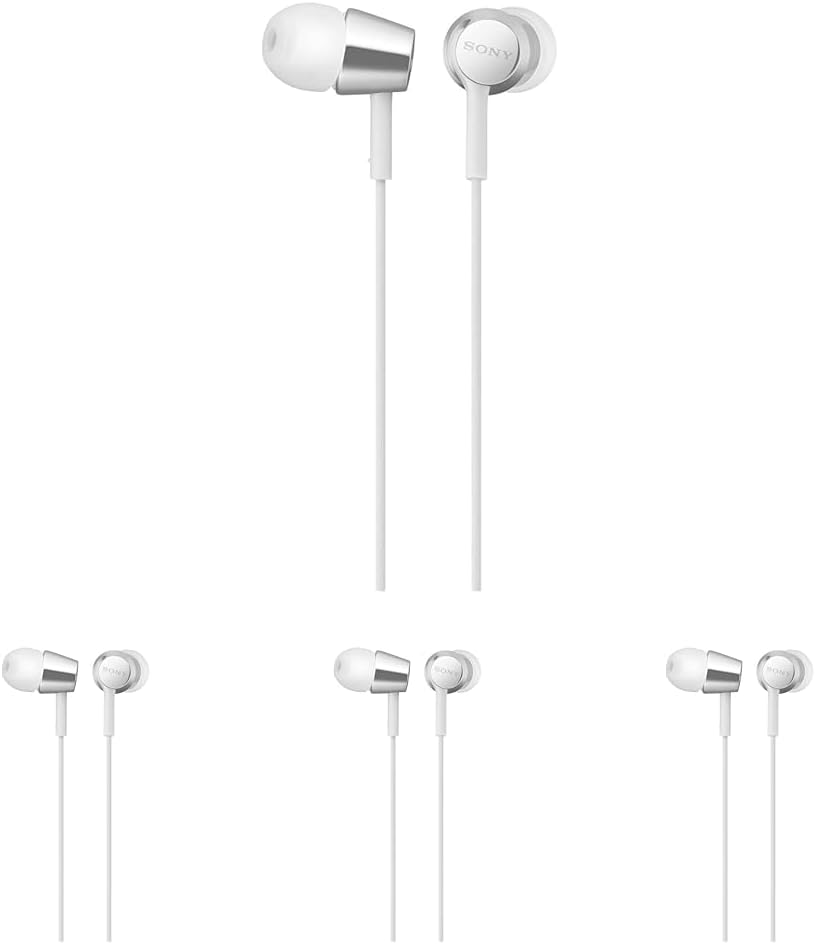 Écouteurs/écouteurs intra-auriculaires Sony MDREX155AP avec micro pour les appels téléphoniques, blancs (MDR-EX155AP/W) (lot de 4)