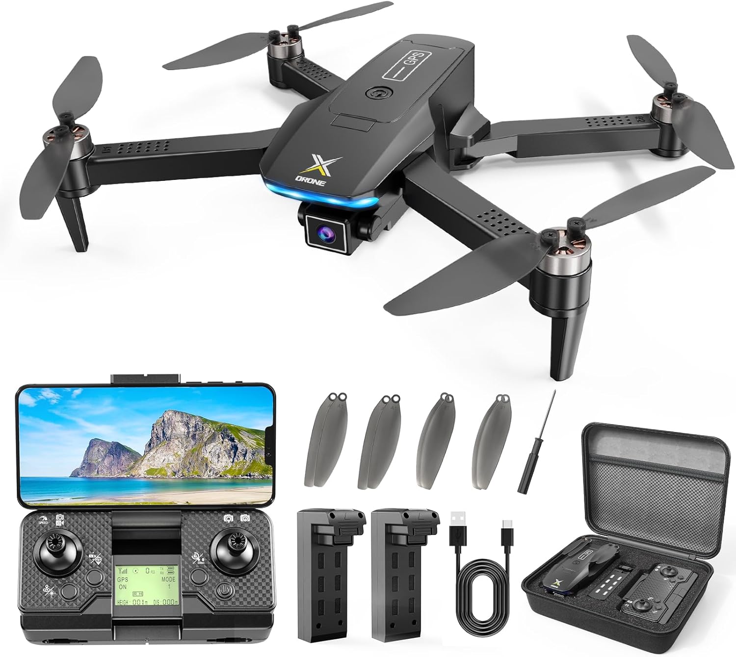 GPS Drone with 4K Camera for Adults, Brushless Motor Foldable FPV RC Quadcopter with 10000 Feet Control Range, Auto Return, Follow Me, Headless Mode, 50 Mins Long Flight for Adults, Beginner · v4
