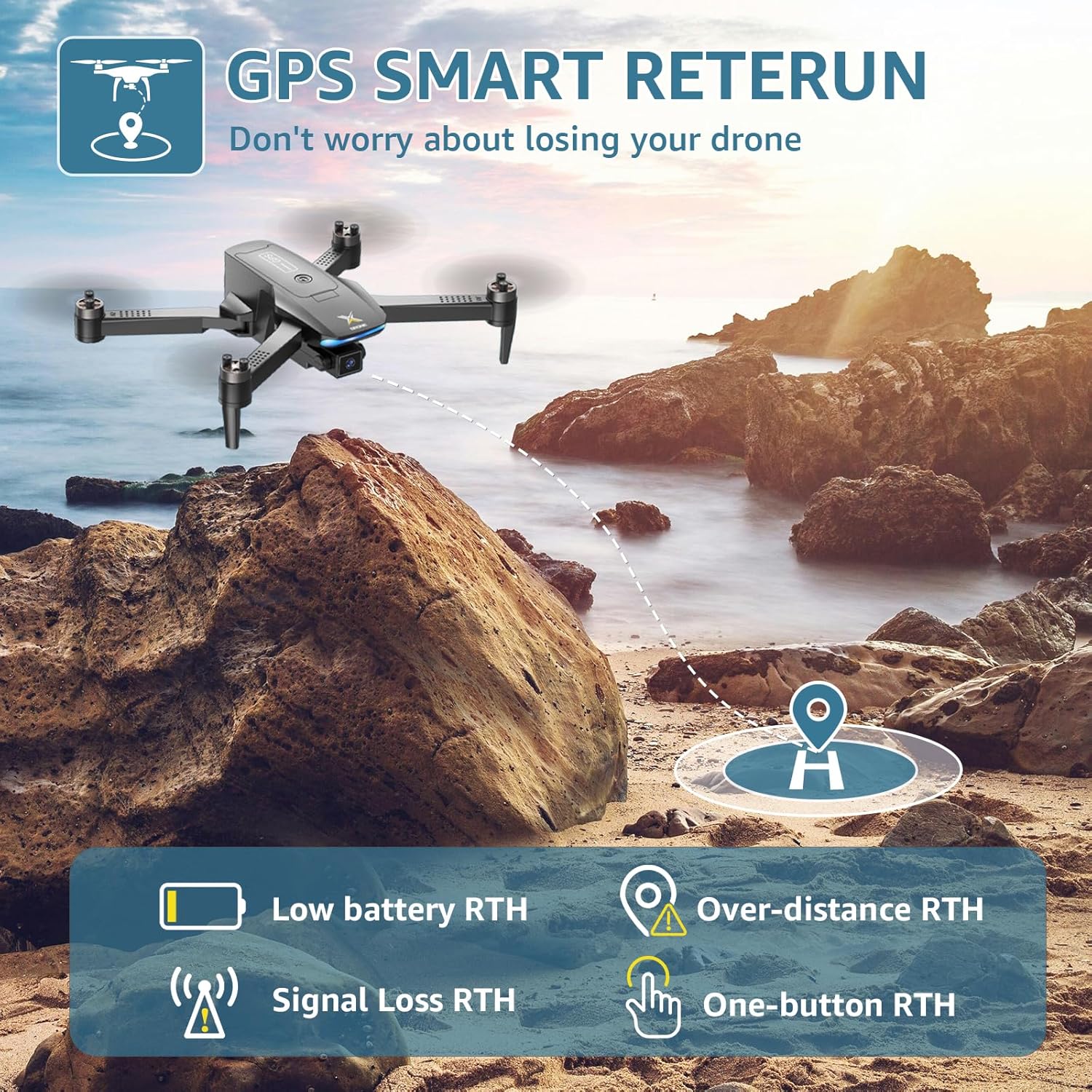 GPS Drone with 4K Camera for Adults, Brushless Motor Foldable FPV RC Quadcopter with 10000 Feet Control Range, Auto Return, Follow Me, Headless Mode, 50 Mins Long Flight for Adults, Beginner · v4