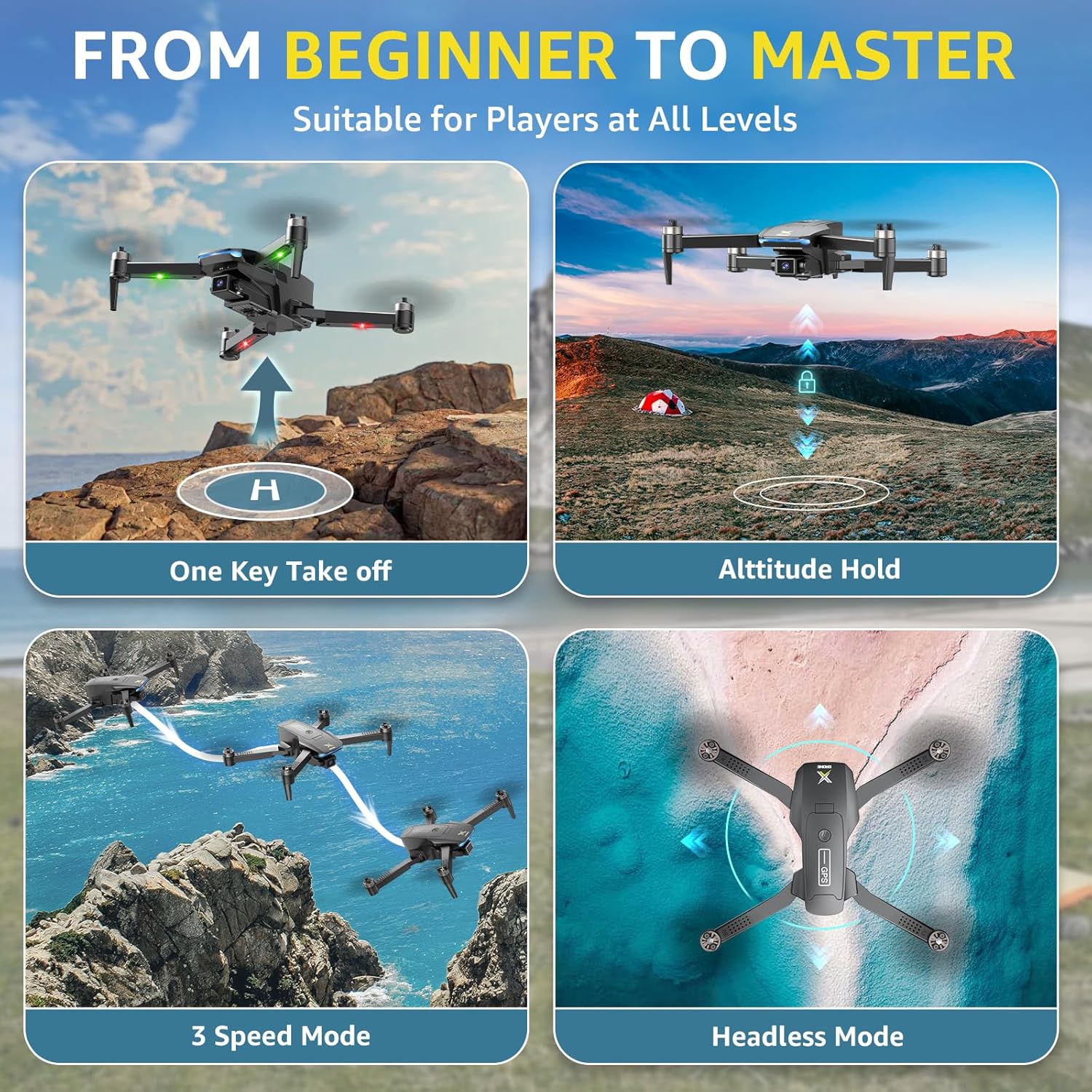 GPS Drone with 4K Camera for Adults, Brushless Motor Foldable FPV RC Quadcopter with 10000 Feet Control Range, Auto Return, Follow Me, Headless Mode, 50 Mins Long Flight for Adults, Beginner · v4