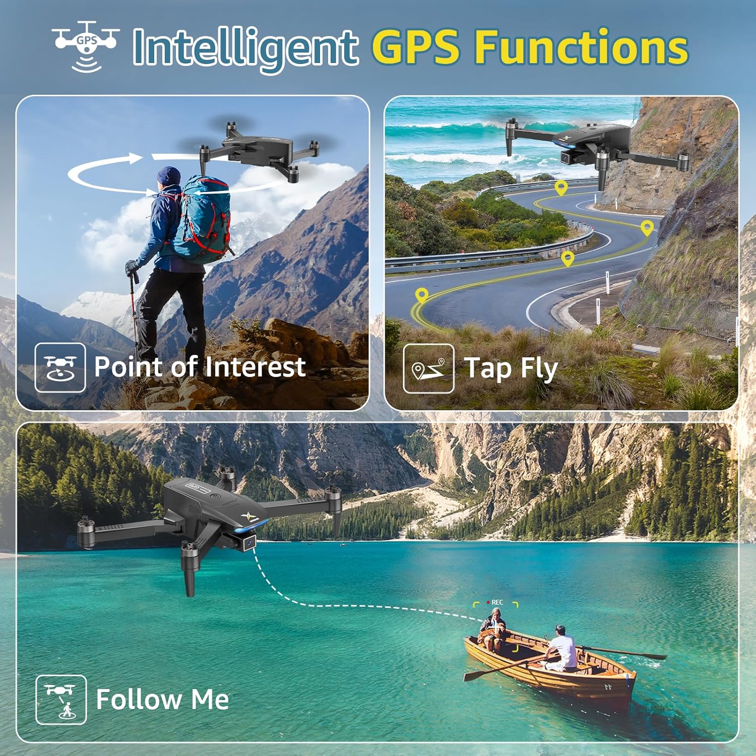 GPS Drone with 4K Camera for Adults, Brushless Motor Foldable FPV RC Quadcopter with 10000 Feet Control Range, Auto Return, Follow Me, Headless Mode, 50 Mins Long Flight for Adults, Beginner · v4