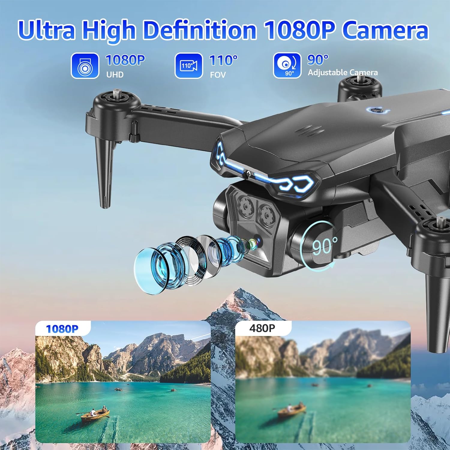 Drone with Camera for Kids  Adults, 1080P HD FPV Mini Drones with Altitude Hold, One-Key Take Off/Landing, 3D Flips, Speed Adjustment, Headless Mode, Toys Gifts for Boys Girls, Beginner · v4