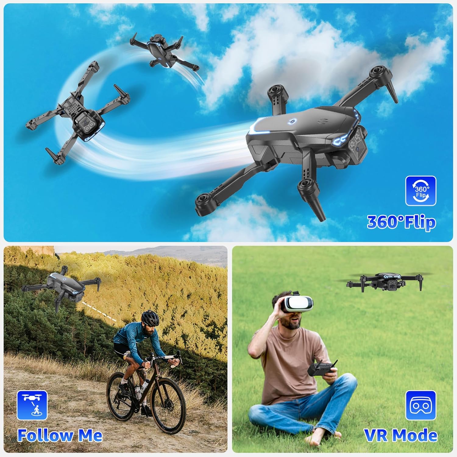 Drone with Camera for Kids  Adults, 1080P HD FPV Mini Drones with Altitude Hold, One-Key Take Off/Landing, 3D Flips, Speed Adjustment, Headless Mode, Toys Gifts for Boys Girls, Beginner · v4
