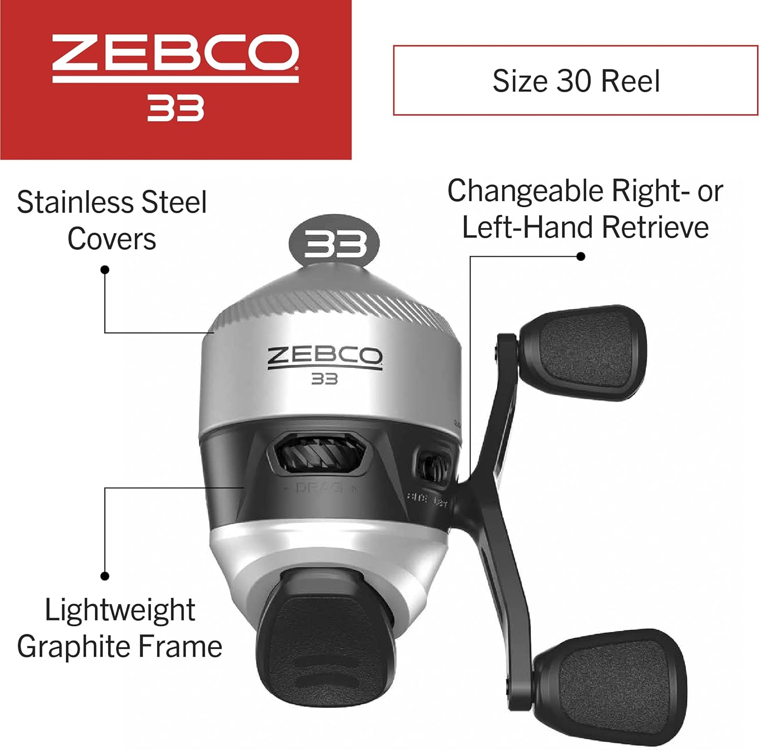Zebco 33 Spincast and 606 Spincast Fishing Rod and Reel Combos with 6-Foot 2-Piece and 6-Foot 6-Inch 2-Piece Fiberglass Rods · v4