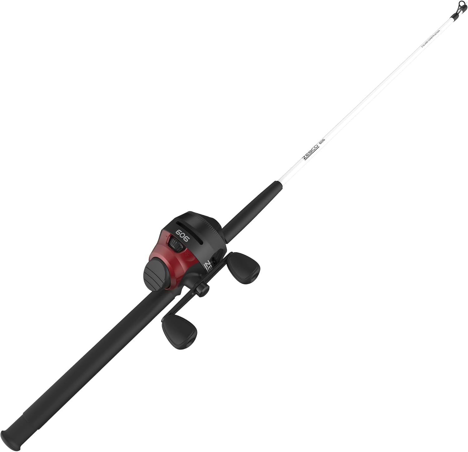 Zebco 33 Spincast and 606 Spincast Fishing Rod and Reel Combos with 6-Foot 2-Piece and 6-Foot 6-Inch 2-Piece Fiberglass Rods · v4
