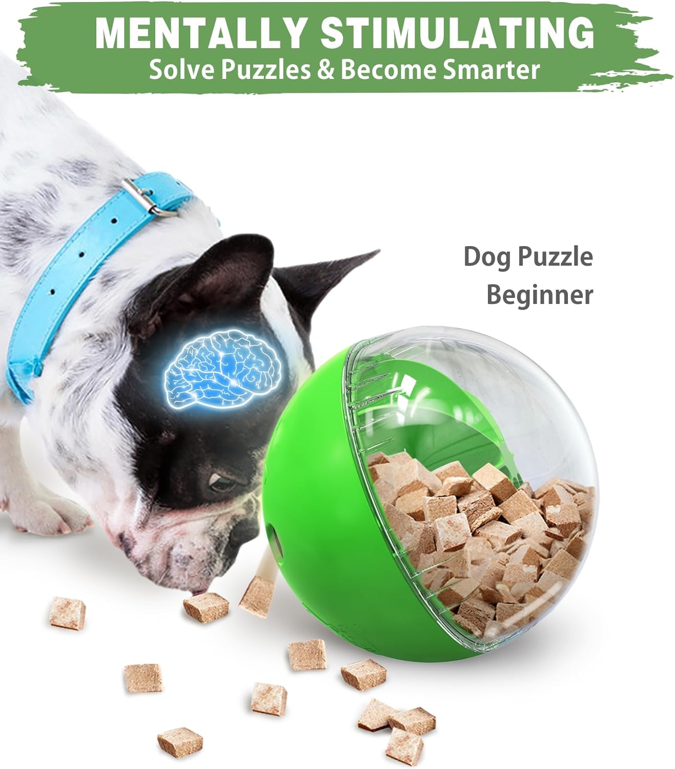 Hondenvoer, speelgoed, interactief - Verrijkingsspeelgoed voor honden tegen verveling, traktatiespeelgoed voor honden, mentale stimulatie, mentaal stimulerend (groen)