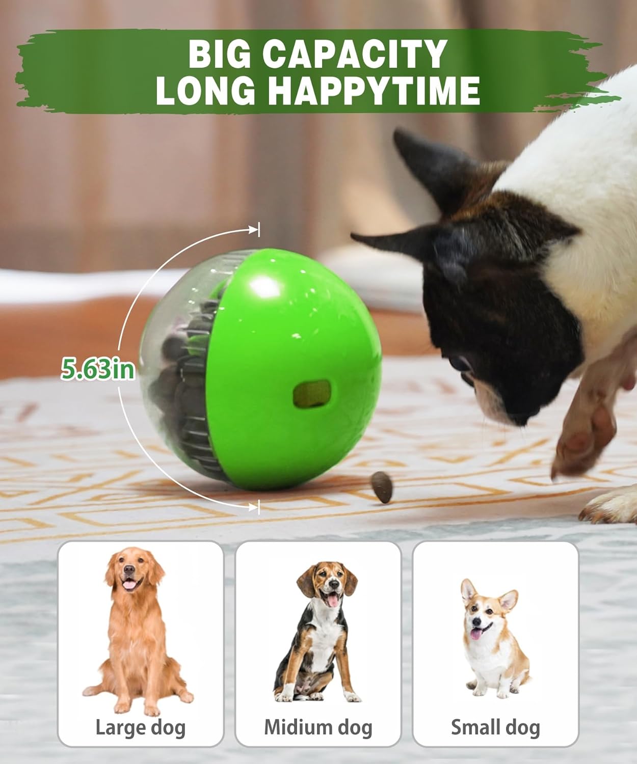 Hondenvoer, speelgoed, interactief - Verrijkingsspeelgoed voor honden tegen verveling, traktatiespeelgoed voor honden, mentale stimulatie, mentaal stimulerend (groen)