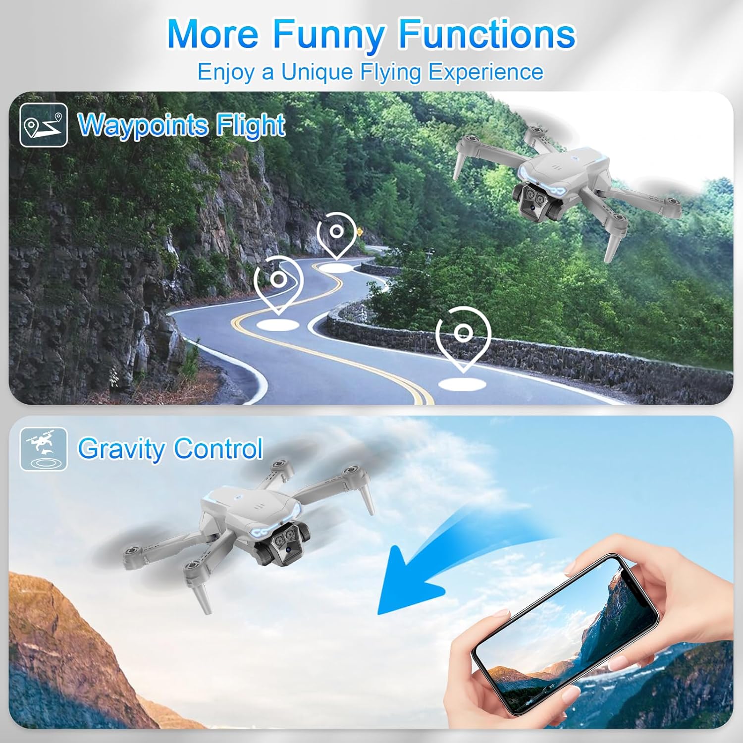 Drone with Camera 1080P HD, FPV Foldable Drone for Adults Kids, One-Key Take Off/ Landing, 3D Flips, Altitude Hold, Speed Adjustment, Headless Mode, 2 Batteries, Toys Gifts for Boys Girls, Beginner · v4